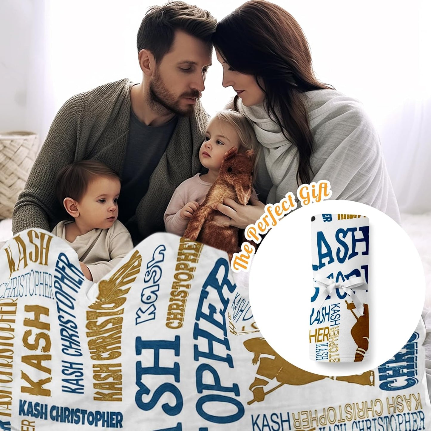 Custom Name Hockey Blanket - Personalized Names Soft Plush Flannel Throw Blankets for Baby Kids Teen Girls Holidays Birthdays Gifts Color10