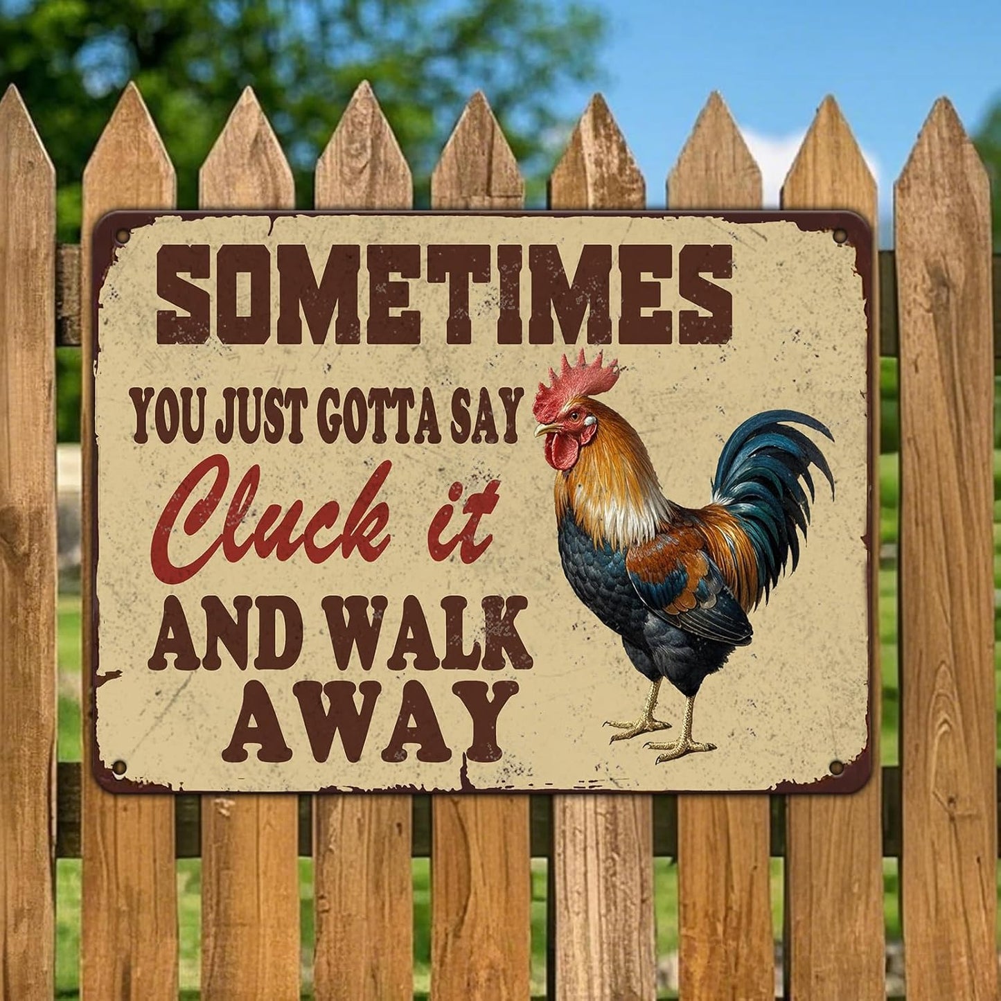 Chicken Farm Metal Tin Sign Chicken Cluck It Iron Sign Home Kitchen Wall Decor 12x16 Inch Funny Plaque