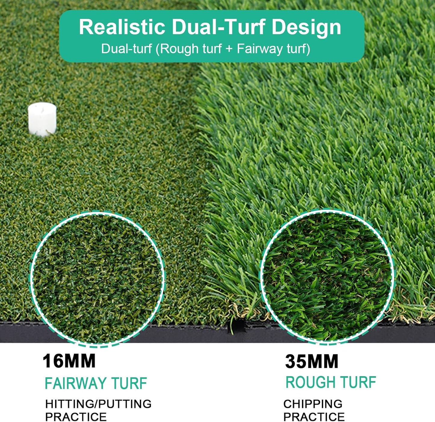 Golf Practice Mat Golf Hitting Mat Portable Training Matt Indoor Outdoor Chipping Putting Training Mats for Backyard Garage – Gift for Golfers, Beginners & Pros