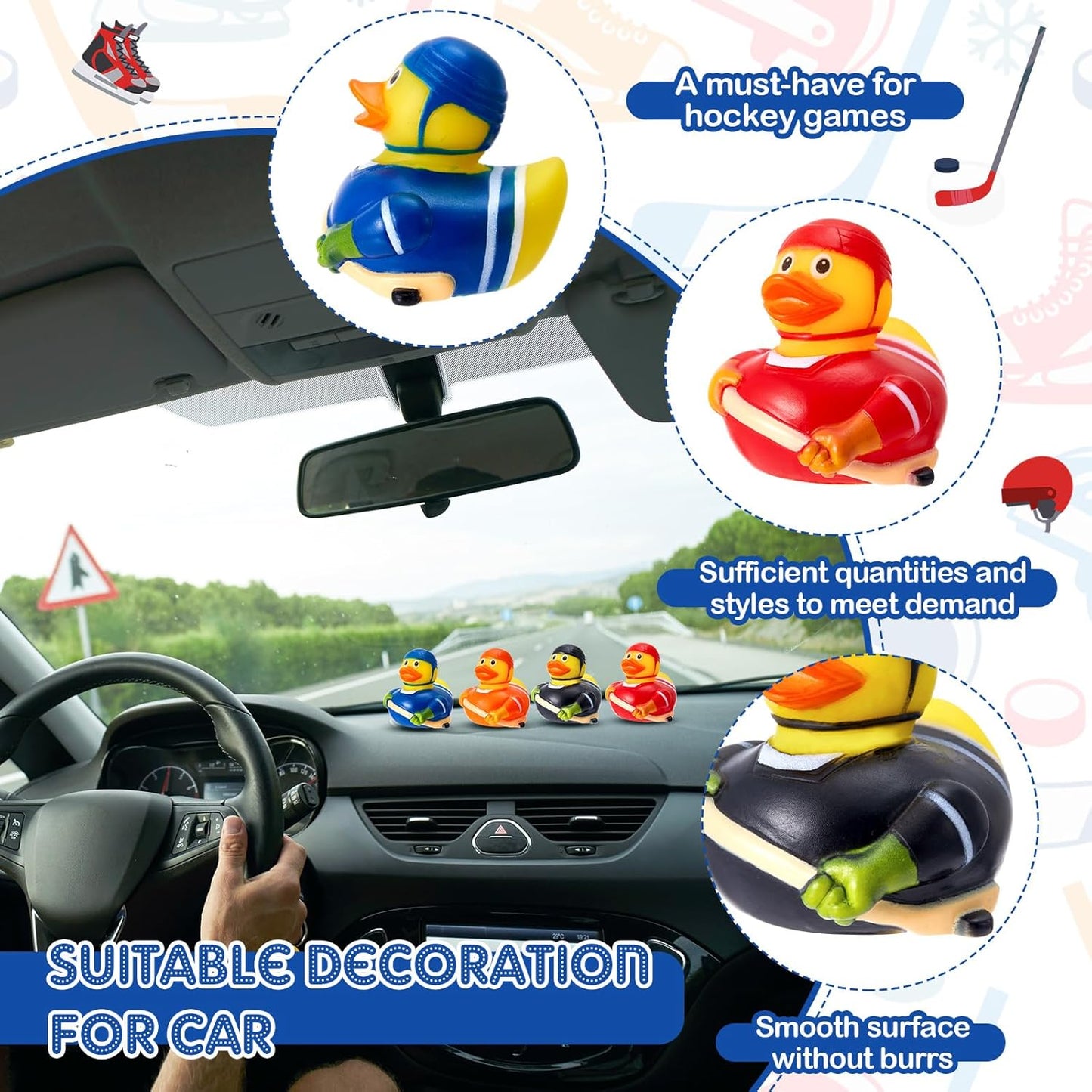 Deekin Rubber Duck 2 Inch Bulk Sport Party Favors for Team Events Game Day Decorations Birthday Party Decorations Club Player Gift(24 Pcs,Hockey Player)