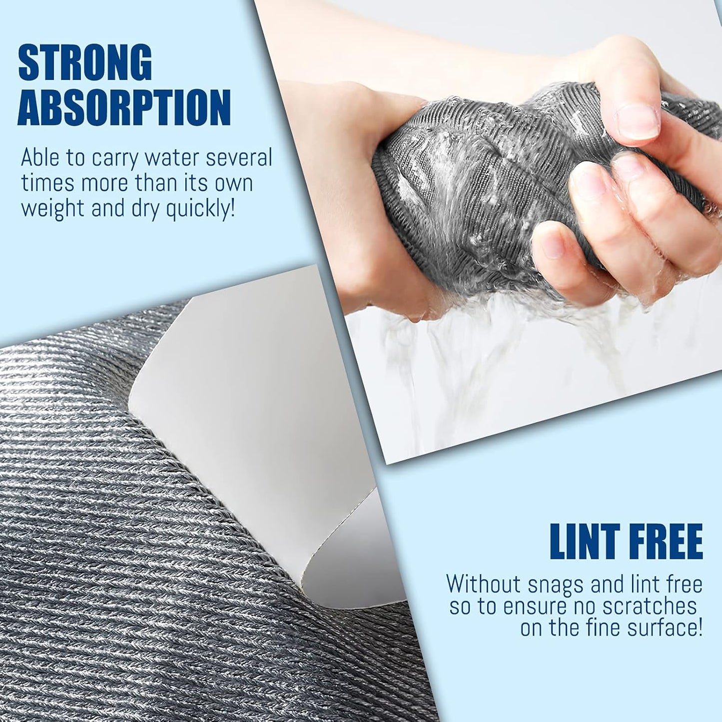 Airlab Streak Free Miracle Cleaning Cloth Easy Clean Pack of 8-12" x 16" Microfiber Dish Cloths Glass Polishing Lint Free for Kitchen Mirrors Wine Car