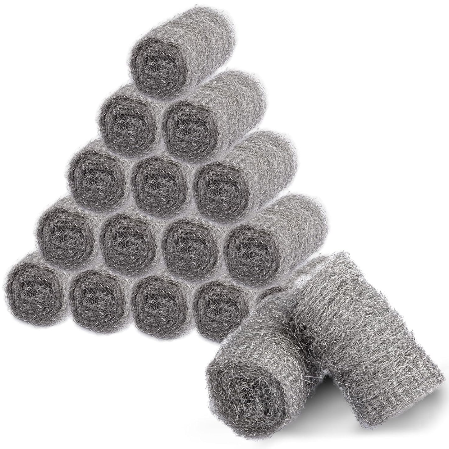 Bulk Steel Wool Roll Kit, Coarse Wire Wool Hardware Cloth Wholesale Packaging, Gap Blocker, Keep Mice Away from Holes/Siding/Pipeline/Vents in Garden, House, 15 Pack × 1.6FT