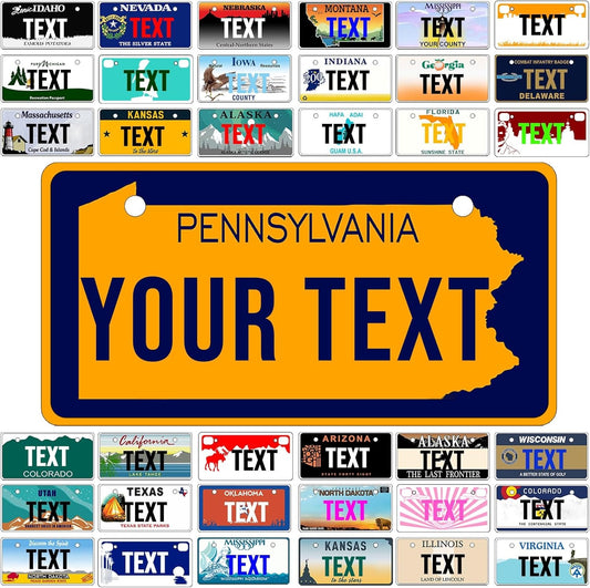 Custom Mini License Plate,Personalized Pennsylvania Bike License Plate - Select from All 50 States,3 Sizes - Customized Customizable State Car Tag Plates for Kids Bike, Bicycle,Toy Car,4x2 Inch