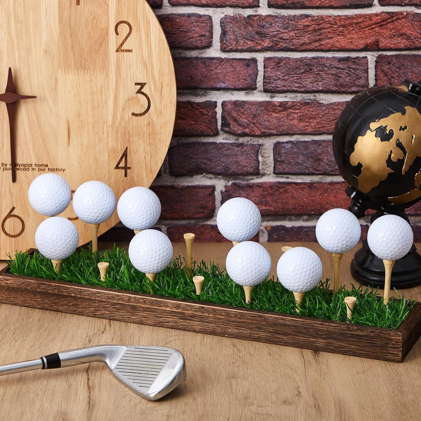 Golf Ball Display Rack Floating Shelf Solid Wood Shelf Rack Wall Mounted Golf Ball Holder up to 15