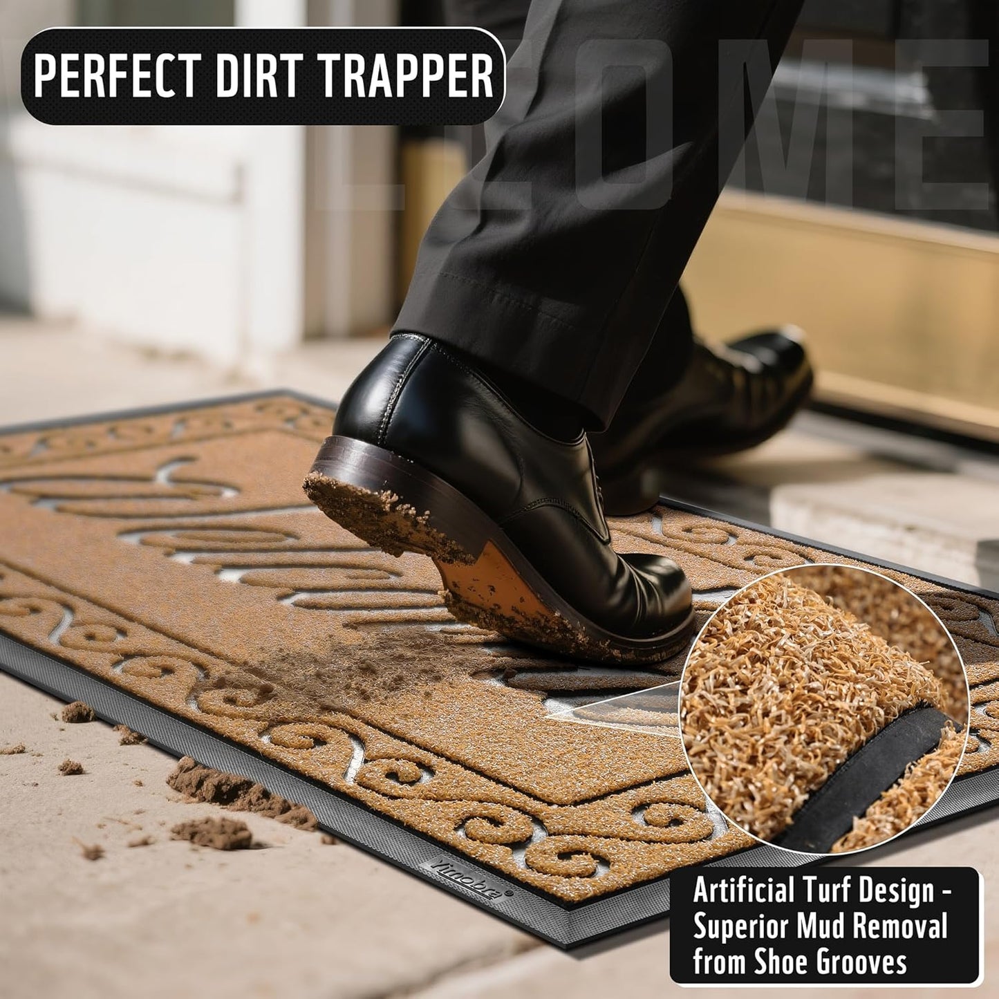 Yimobra Welcome Mat, Heavy Duty Sturdy Door Mats for Home Entrance Outdoor Indoor, Front Doormat for Outside Patio Floor Entry Porch Garage Office, Waterproof, Low Profile, 47 x 24, Yellow