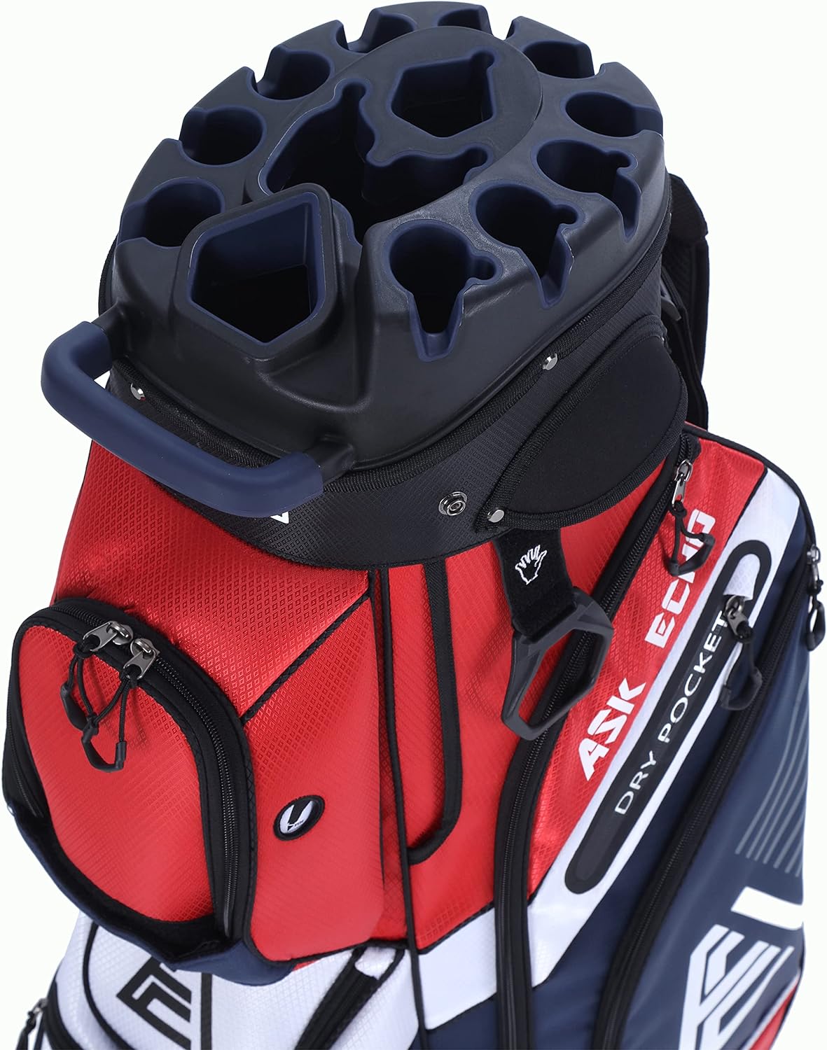 ASK ECHO T-Lock Golf Cart Bag with 14 Way Organizer Divider Top, Premium Cart Bag with Handles and Rain Cover for Men