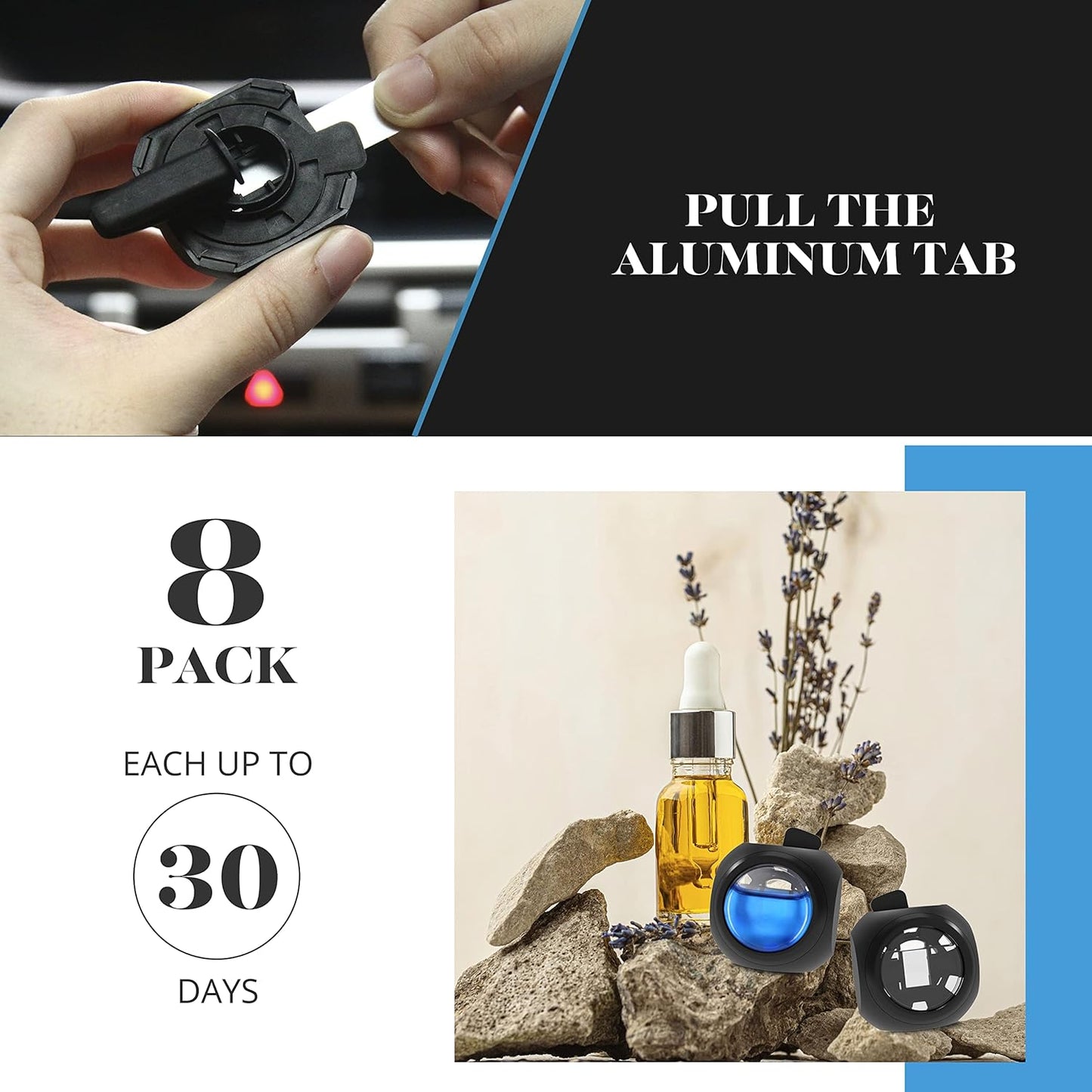 Car Air Freshener Vent Clips, 8 PK, 6 Ocean, 2 New Car Scent, Long Lasting Air Fresheners for Men & Women, Up to 240 Days, Odor Eliminator