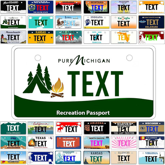 Custom Mini License Plate,Personalized Michigan Bike License Plate - Select from All 50 States,3 Sizes - Customized Customizable State Car Tag Plates for Kids Bike, Bicycle,Toy Car,4x2 Inch