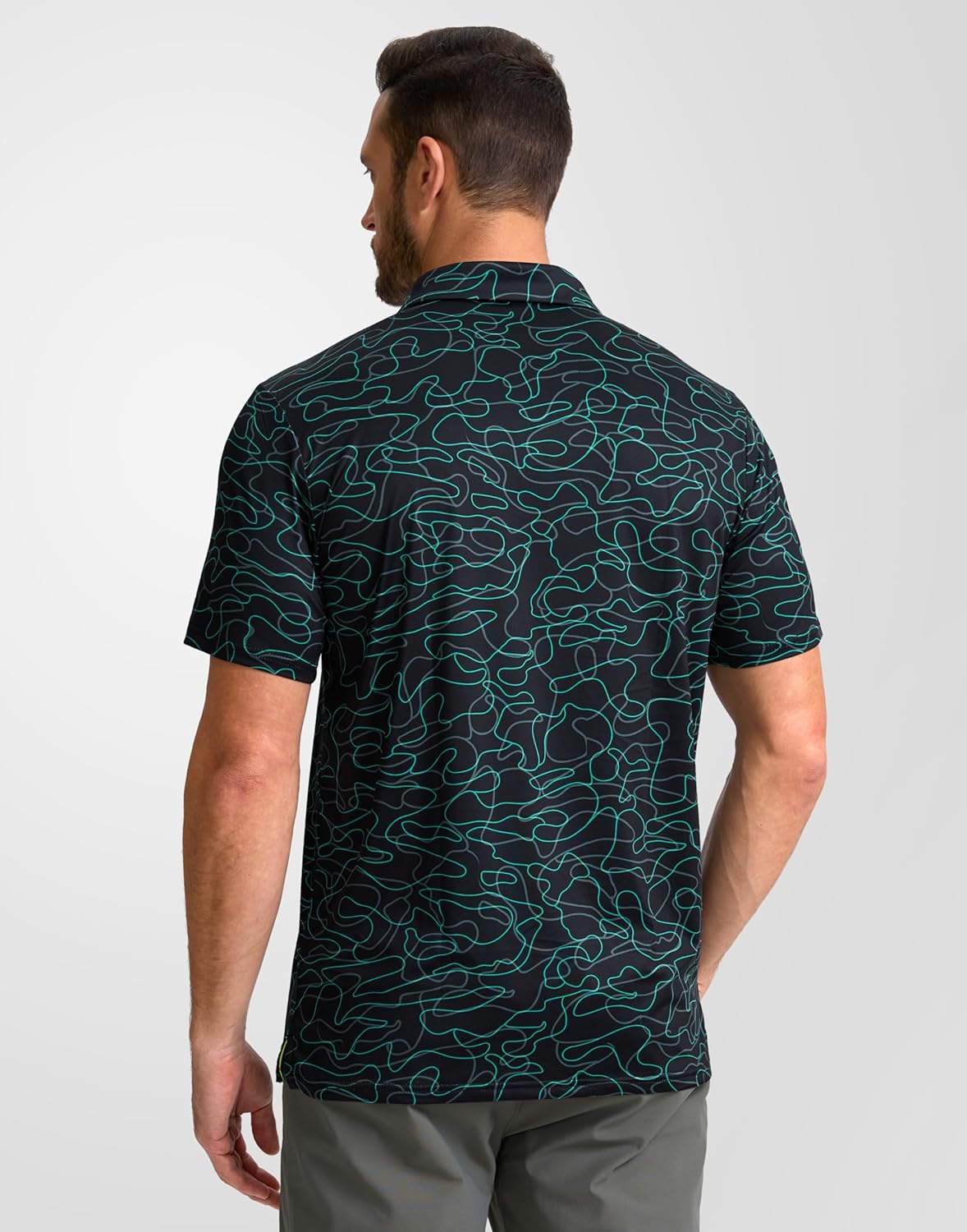 Obla Mens Golf Polo Shirts Short Sleeve Dry Fit Performance Moisture Wicking Casual Print Collared Golf Shirts for Men