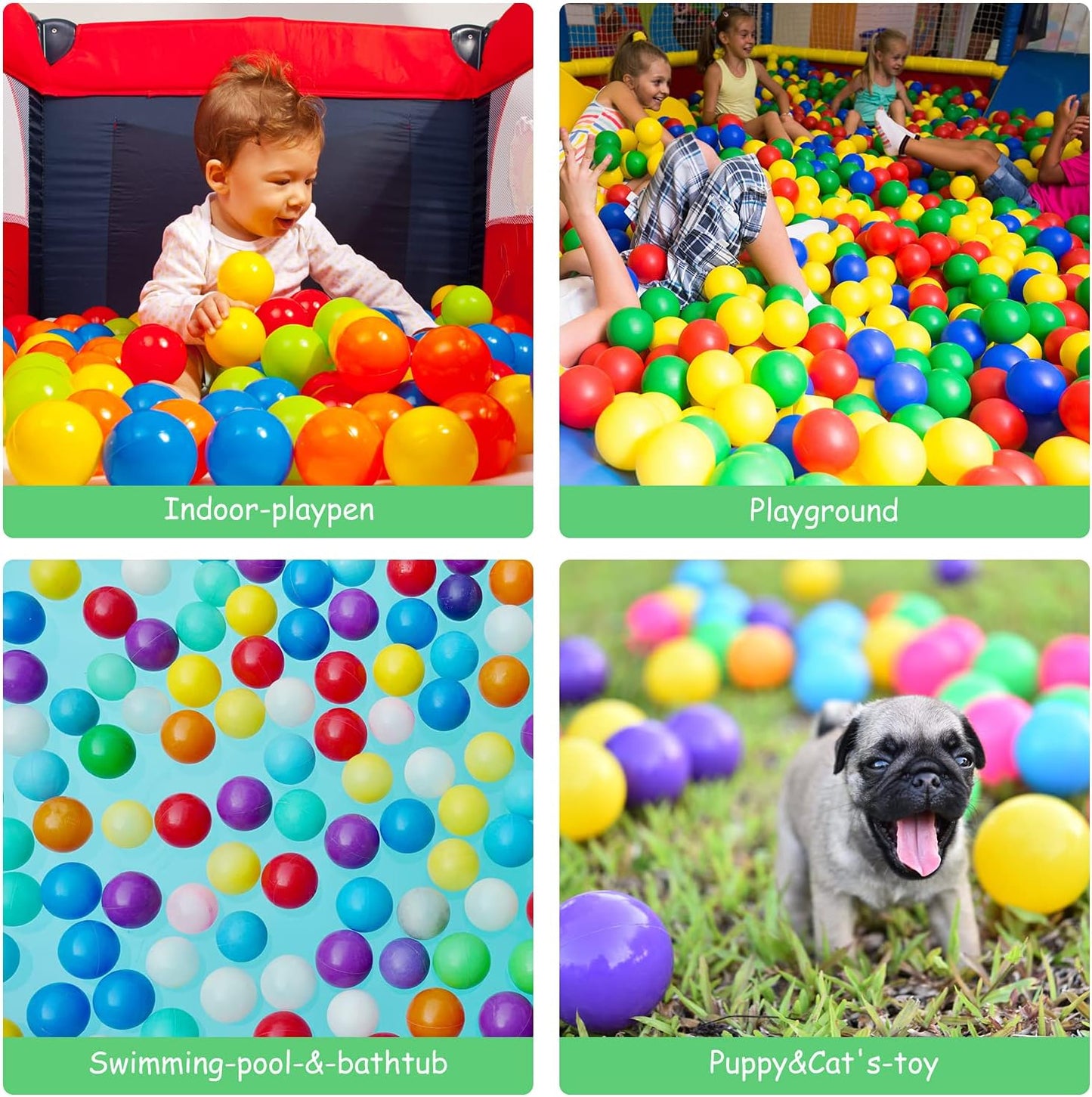Ball Pit Balls Phthalate Free BPA Free Crush Proof Plastic - 7 Bright Colors in Reusable Play Toys for Kids with Storage Bag