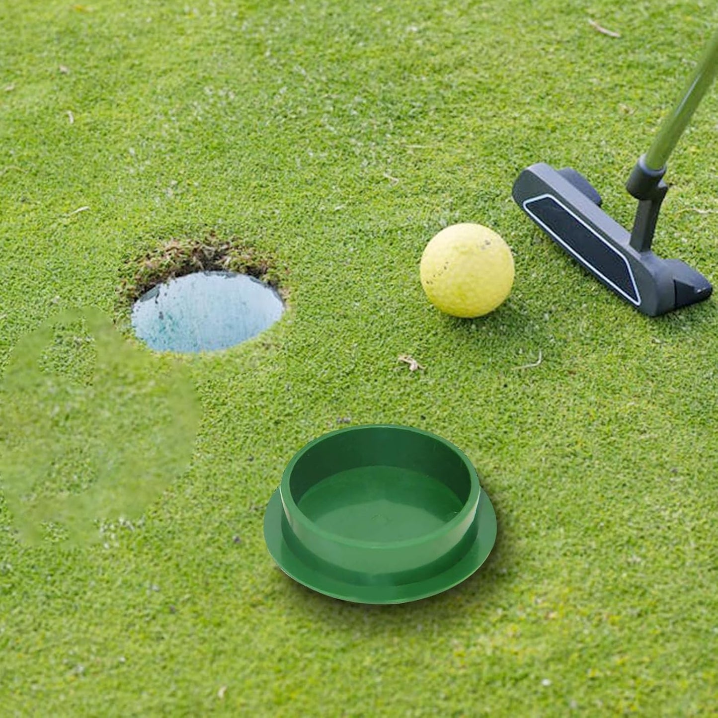 Golf Hole Cups Cover Golf Practice Set Putting Cup and Cover Training Aids Training Tool Green Hole Cup for Yard Garden Backyard Home Outdoor Activities (Green)