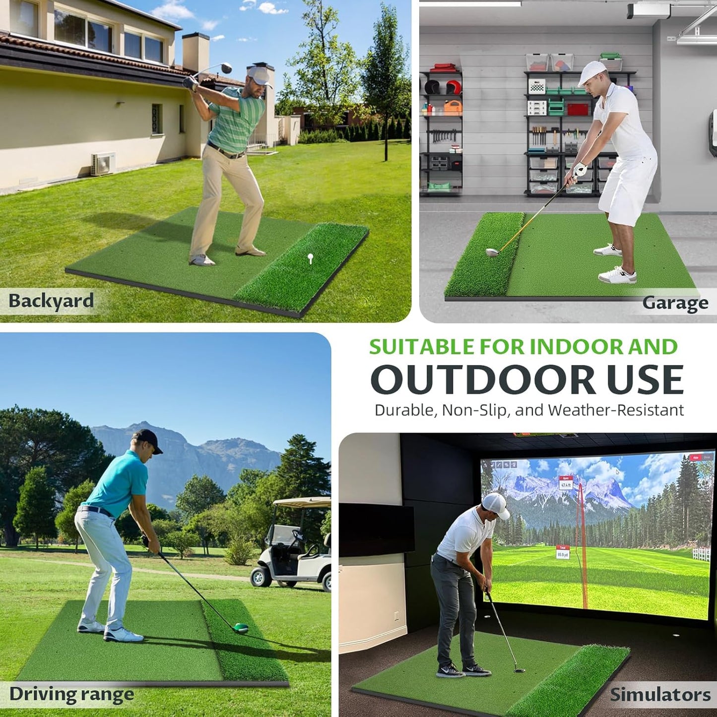 Bltend Dual Turf Golf Mat 31mm: 5x5ft/5x4ft Heavy-Duty Golf Hitting Mats Practice Outdoor/Indoor, Elite Dense Artificial Turf Matt Training Aid for Garage/Simulators/Driving Range/Backyard