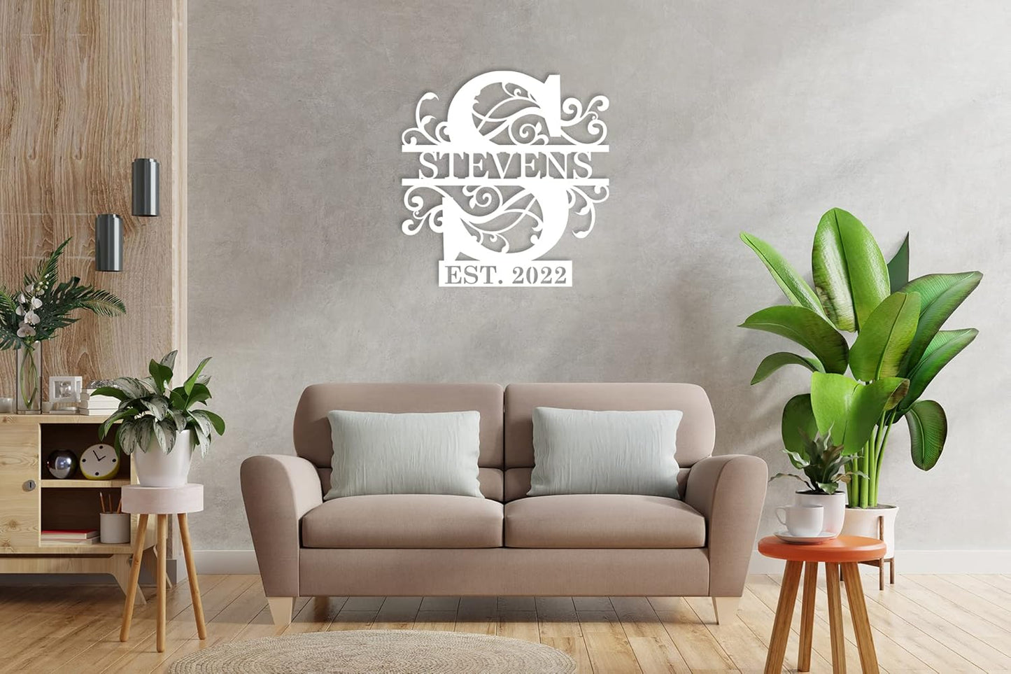 Personalized Metal Sign, Personalized Family Name Sign, Split Letter Monogram, Monogram Wall Decor, Wedding Anniversary Metal Gifts