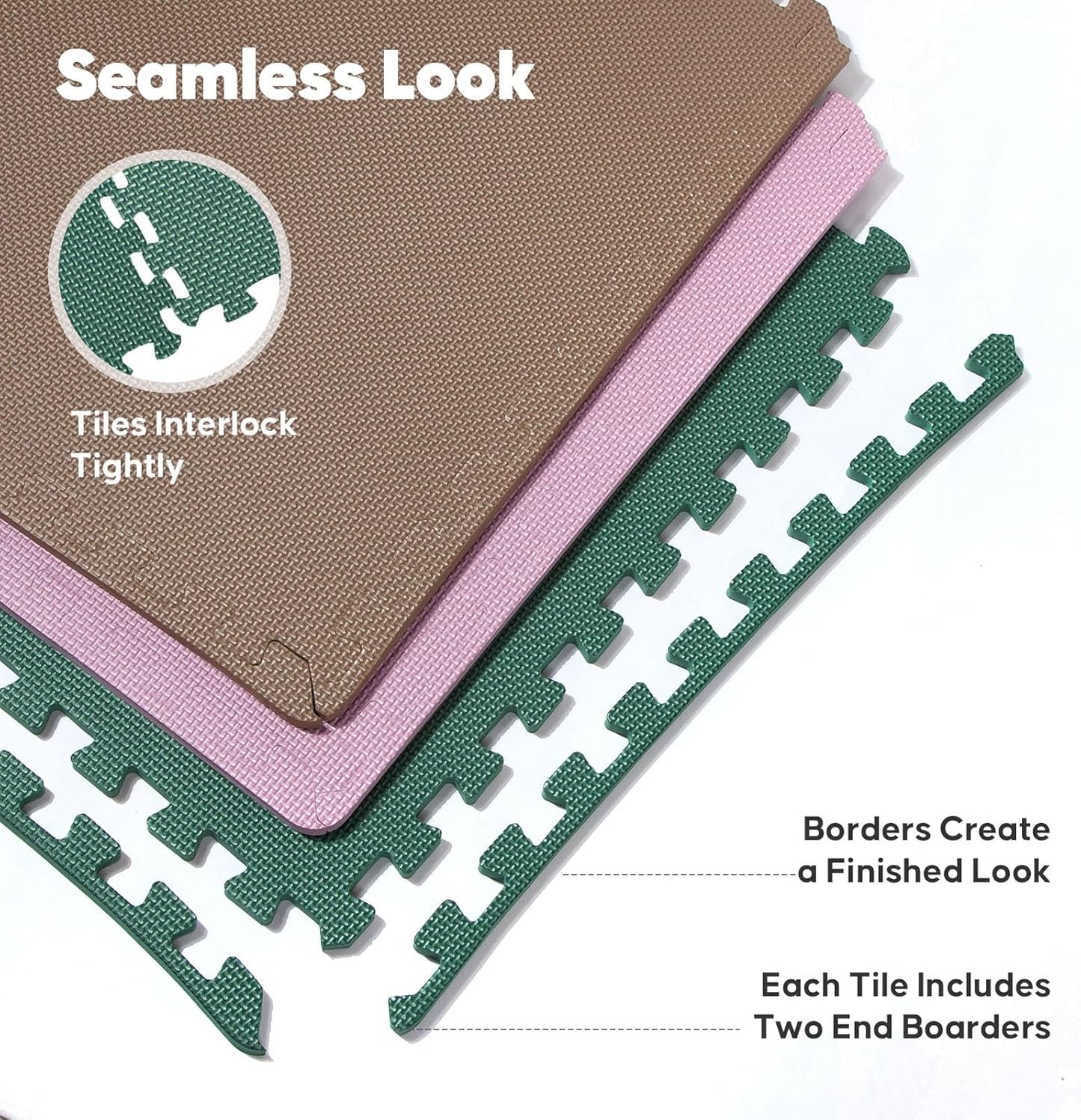 Home Gym Mat, Puzzle Exercise Mat, EVA Interlocking Foam Floor Tiles for Home Workout Equipment and Kids' Play Areas - Blue, 24 in x 24 in x ½ in - (Pink, 24 Pack(96 SQ FT))