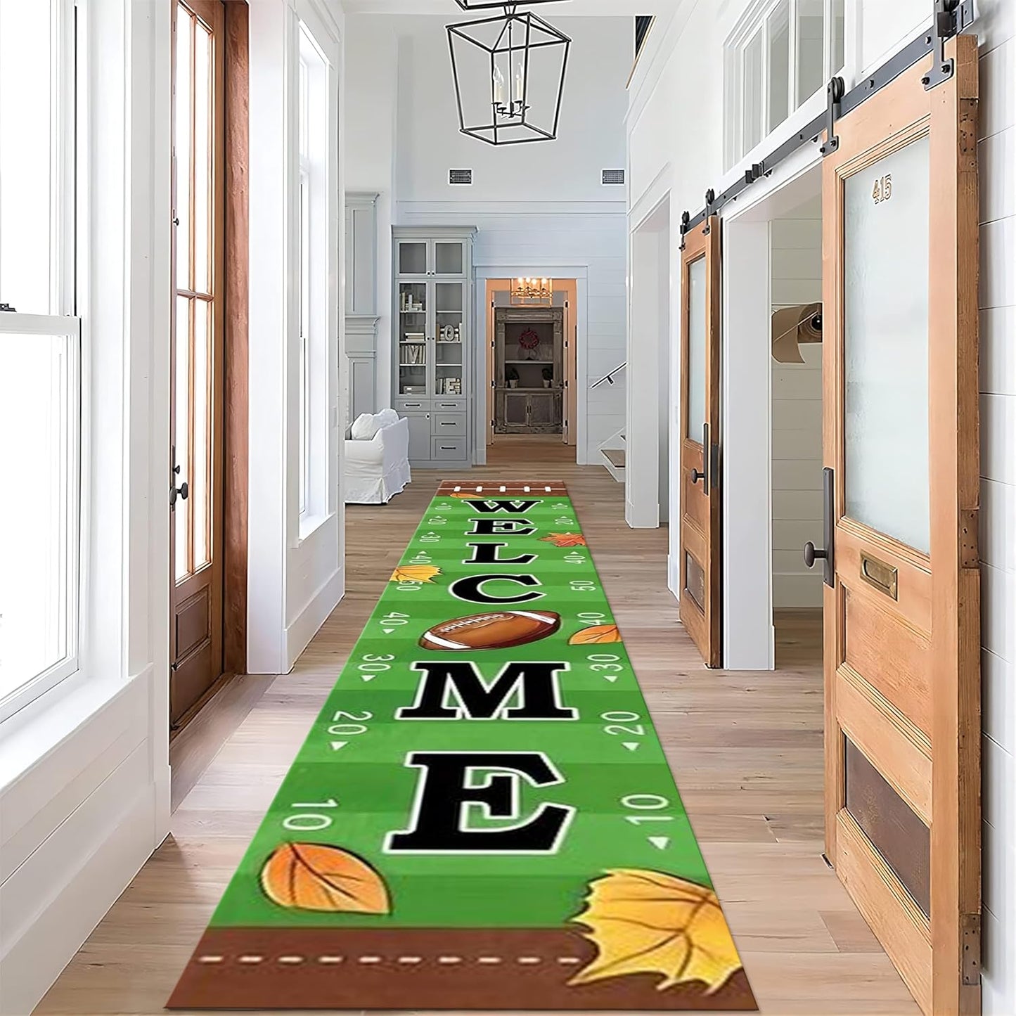 Autumn Welcome Entrance Rug, 2x8ft, American Rugby Carpet for Entryway, Cozy Soft Home Decor Kids Rugs, Foldable Washable Breathable Anti-Slip Rug for Front Door Dining Room