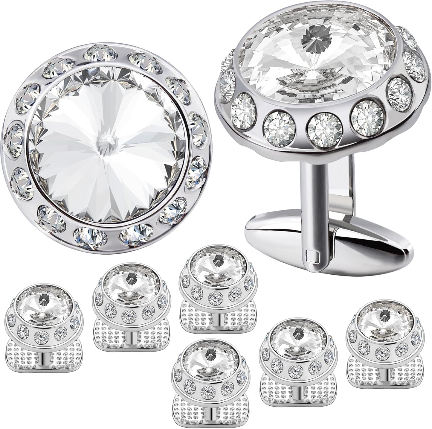 HAWSON Birthstone Tuxedo Studs and Cufflinks Set for Men's Suit Tuxedo Formal Dress Shirt Wedding Business Party Accessories