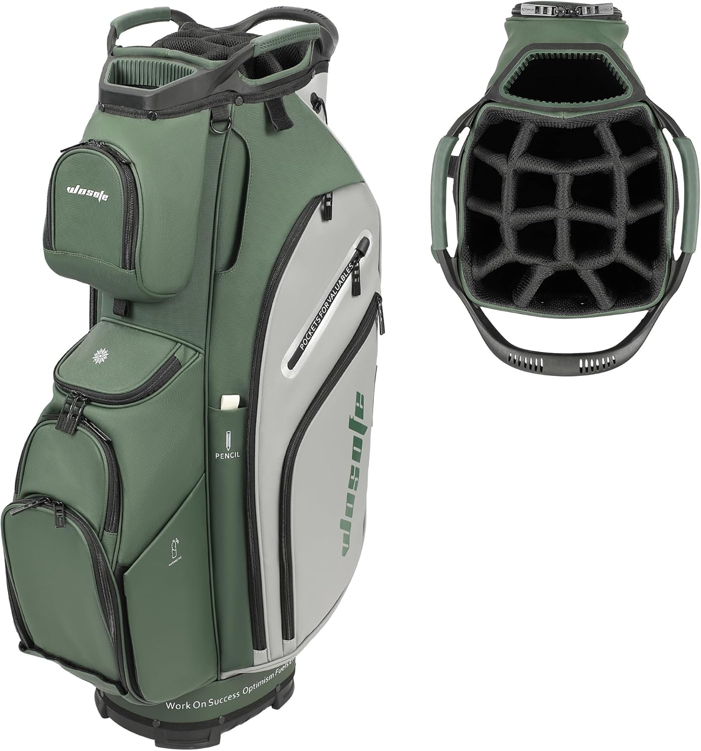 PU Leather Lightweight Men Women Blue White Black Green Golf Bag,Multiple 10 Pockets 14-Way Dividers Cooler Pouch Golf Cart Bag
