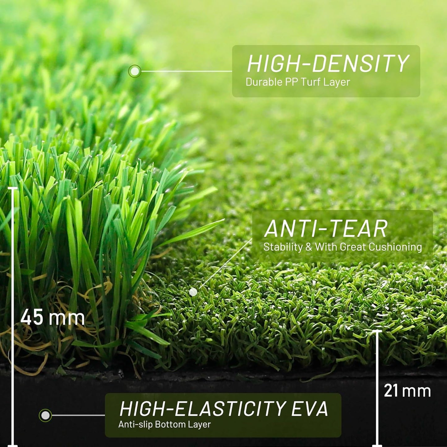 VIVITORY Golf Mat, 5x4ft Thickening Golf Hitting Mat, Outdoor & Indoor Golf Practice with 10 Golf Balls, 7 Golf Tees, Artificial Golf Turf Mat Practice Swing Mats for Backyard Garage Basement