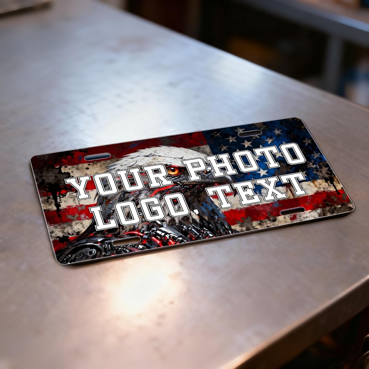 Metal Personalized License Plate - Custom UV Printed Front Vanity Plates with Decorative Designs for Car, Auto Accessories with Customizable Photo & Text - 6x12 Inch Car Decor Tags & Number Plates