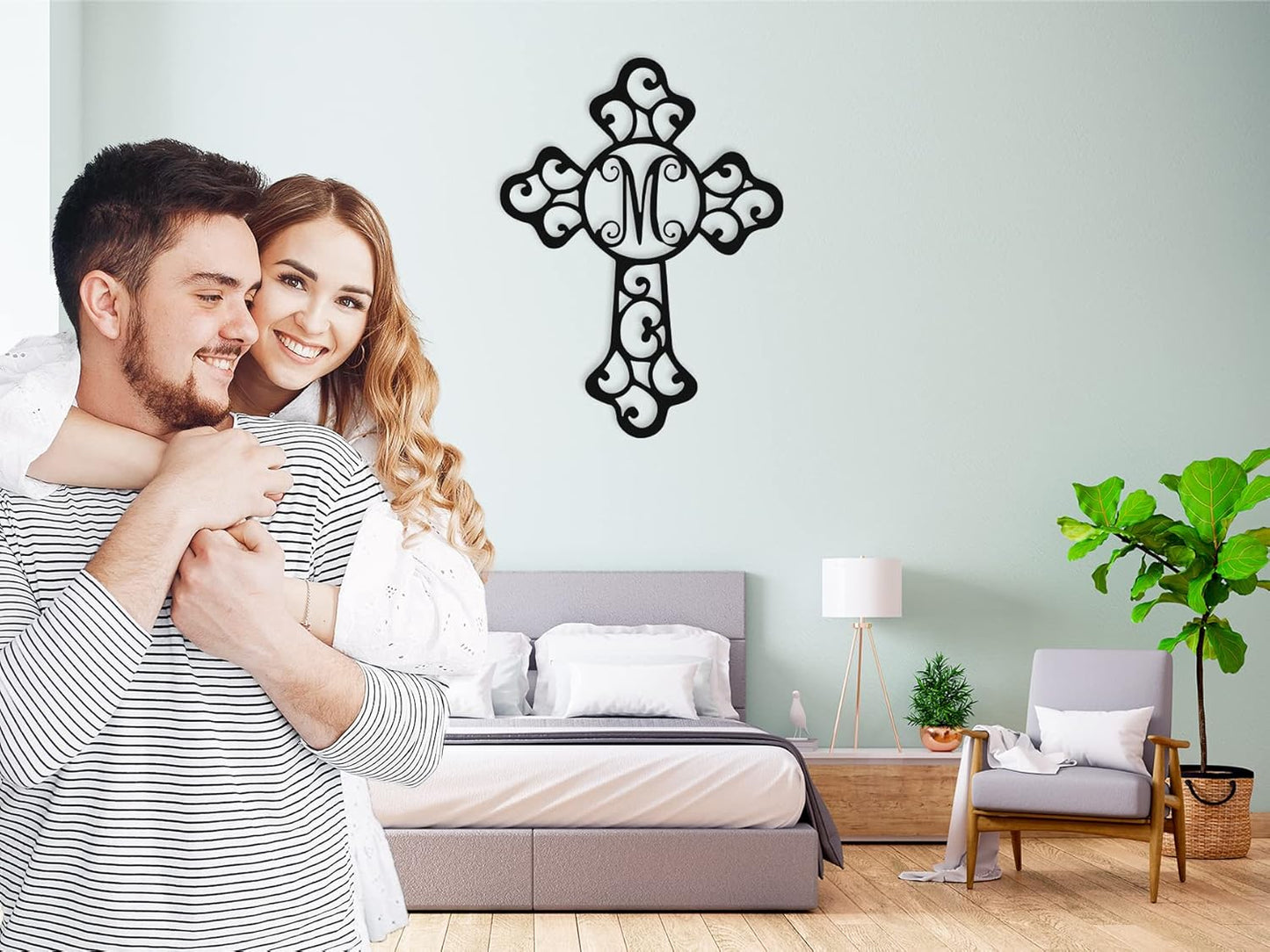 Custom Cross Metal Sign, Personalized Initial Monogram Cross Metal Sign, Religious Gift, Christian Gifts, Christian Signs, Baptism Gift, Easter Gifts