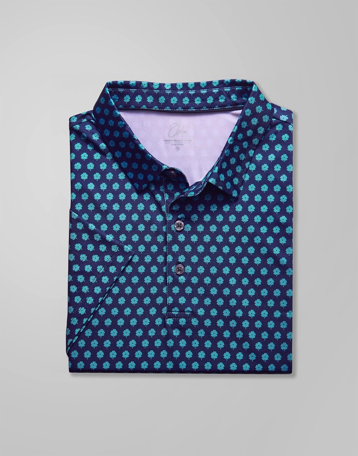 Obla Mens Golf Polo Shirts Short Sleeve Dry Fit Performance Moisture Wicking Casual Print Collared Golf Shirts for Men