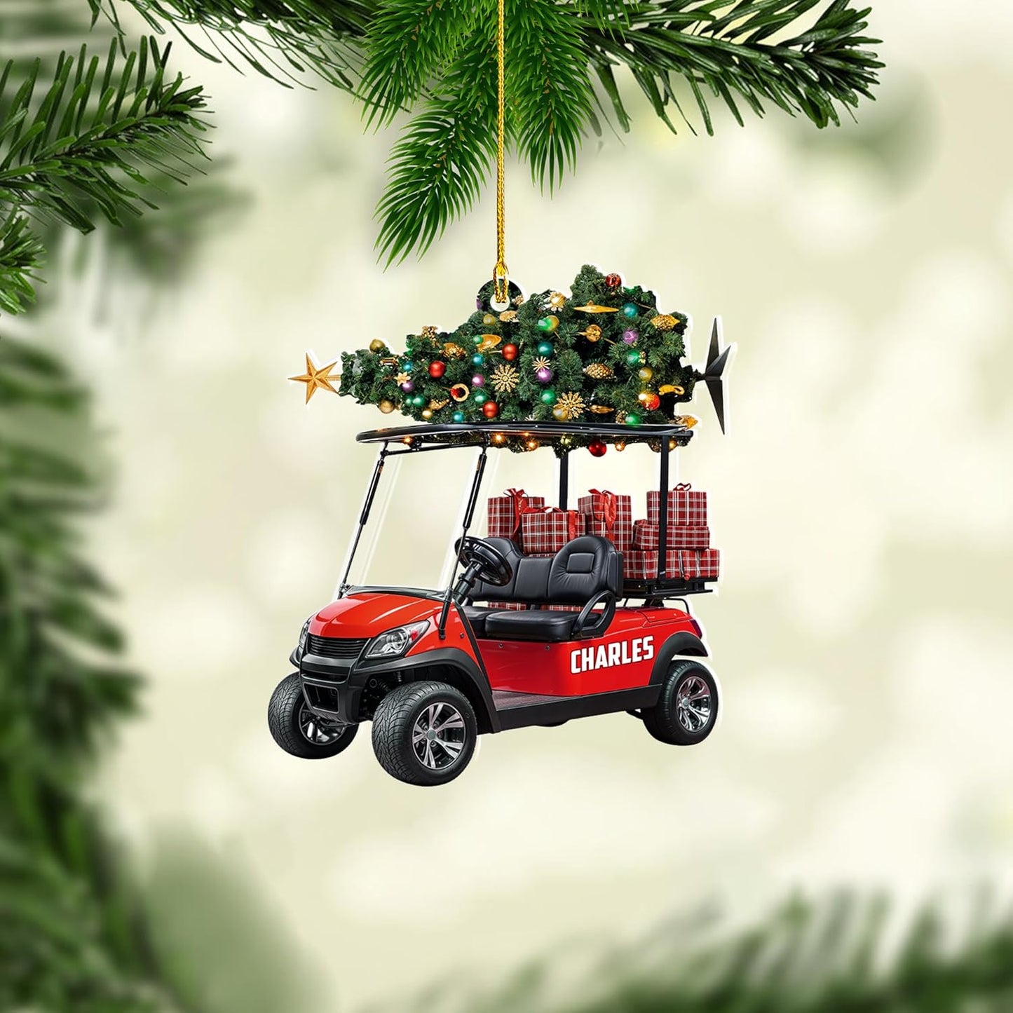 Personalized Golf Ornaments for Christmas Tree 2025 Custom Golf Christmas Ornament Golfing Bag Ornament Sports Golf Cart Ornaments Gift for Golfer Bag Golfing Lovers Hanging Decoration (G16)