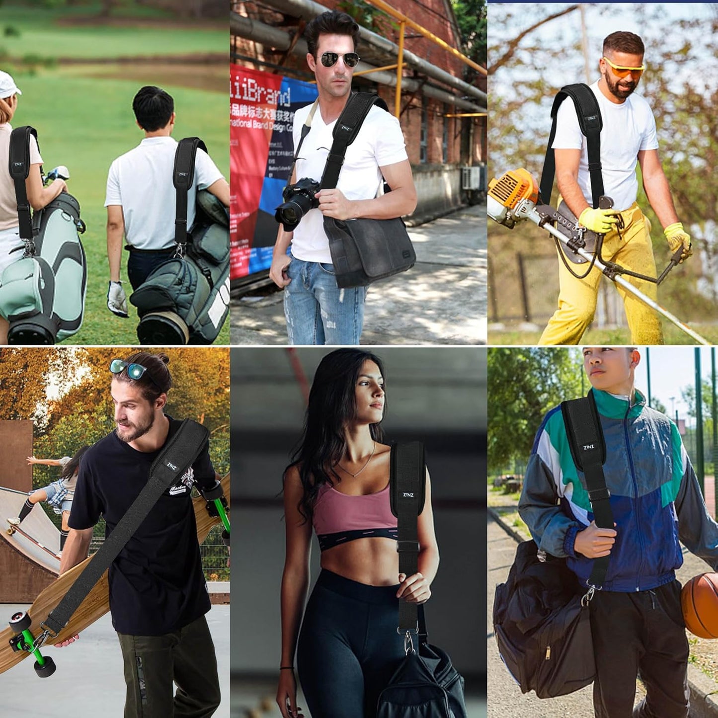 ZINZ 79.5" Universal Bag Strap with Ultra-Thick Fixed Breathable Pad Adjustable Heavy-Duty Shoulder Strap for Laptop Bag Crossbody Luggage Gym Bag Camera Bag and More -B01K01