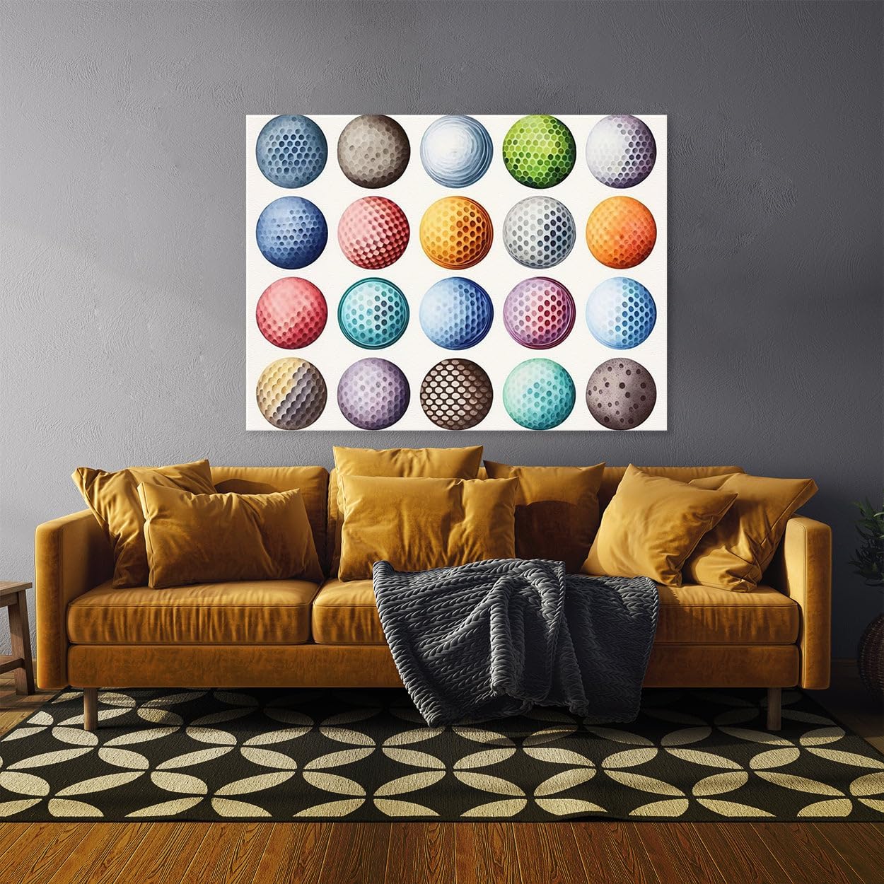 Sense Canvas Golf Ball Watercolor 31 Canvas Art - Home Decor Wall Art Print Poster Painting Large 40x30 / 0.75"