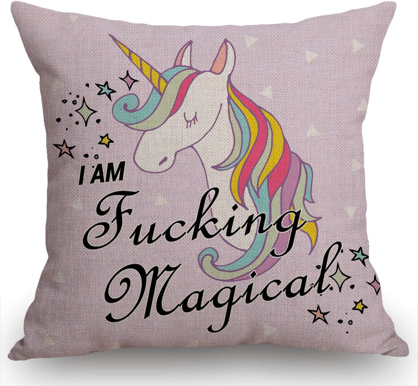 Swono Funny Unicorn Cotton Linen Throw Pillow Case Home Decorative Cushion Cover for Sofa Couch Bedding 18x18 Inches