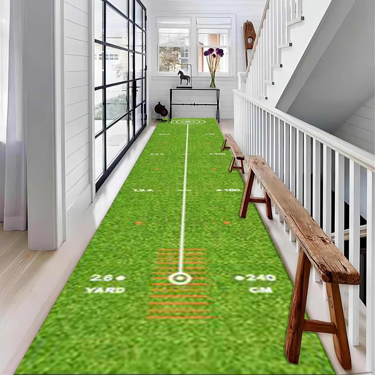 Golf Throw Carpet Runner for Entrance, 2.6x10ft, Sports Lawn Entrance Rug, Cozy Soft Home Decor Absorbent Kids Rugs, Foldable Washable Breathable Anti-Slip Rug for Front Door Dining Room