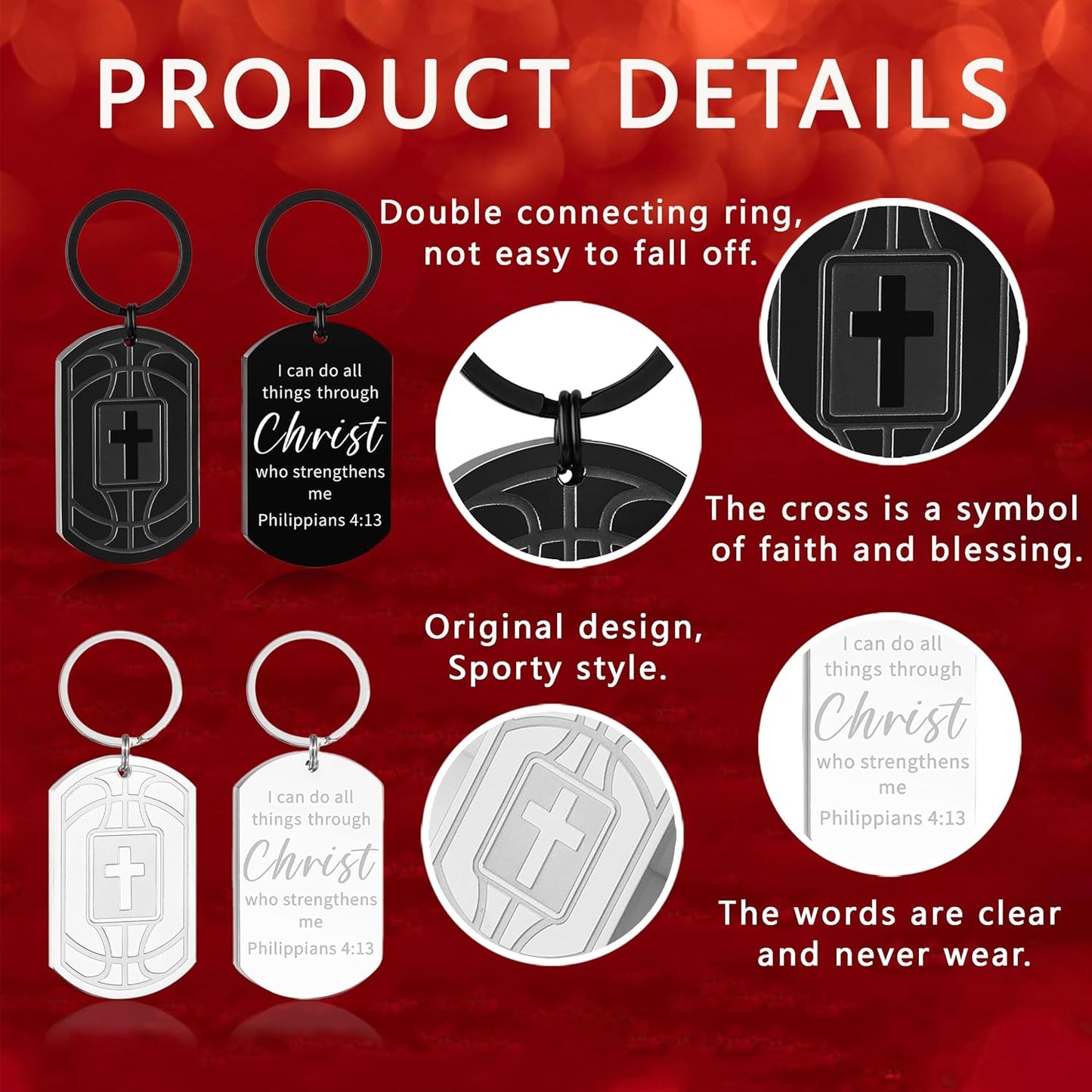 Football/Baseball/Soccer/Basketball Keychain for Men First Communion Baptism Confirmation Mens Gifts