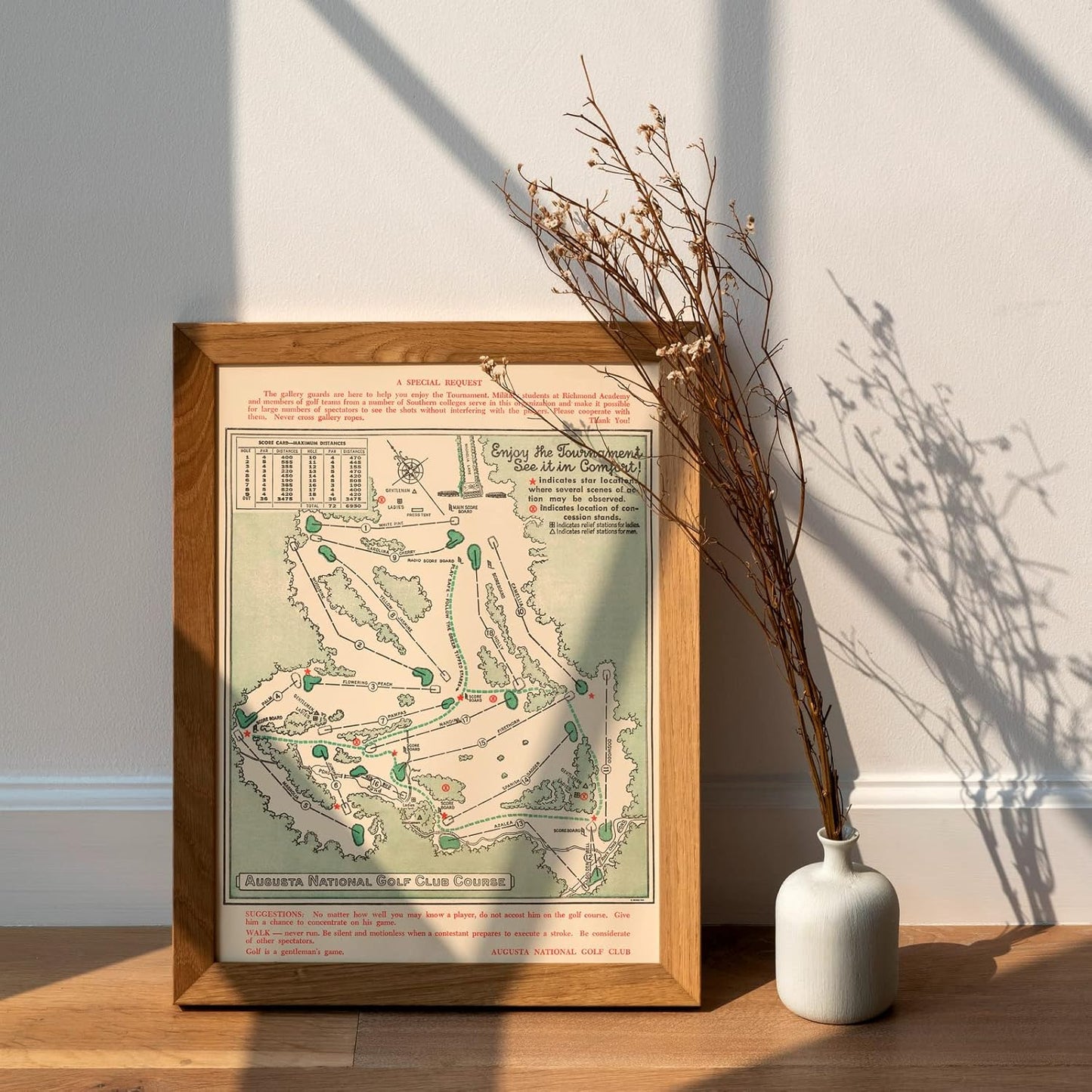 Historic Map - Augusta National Golf Club Course, 1954 - Unframed Vintage Wall Art (11in x 14in)