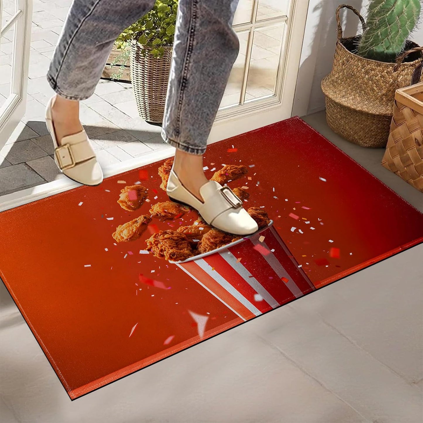 Chicken Nugget Indoor Doormat, Non-Woven Fabrics Non Slip Floor Mat 17x29.5 in Area Rug Quick Absorbent Entrance Rug Front Door Mat, Welcome Mats Entryway Rug Doormats for Kitchen Home Bedroom