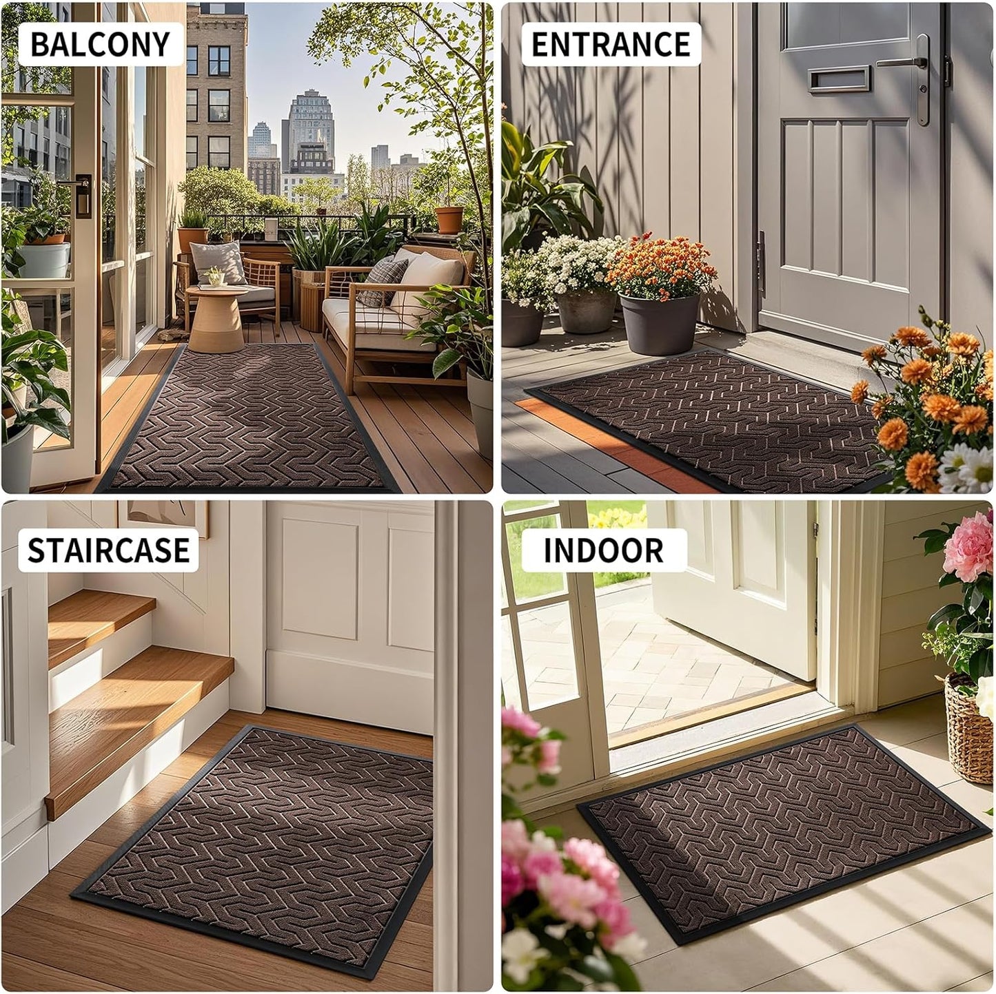 Yimobra Large Door Mat Outside Entrance 47x32, Waterproof Heavy Duty Outdoor Mats for Front Door, Non Slip Rubber Entry Mat for Garage Patio Indoor, Easy Clean, Brown