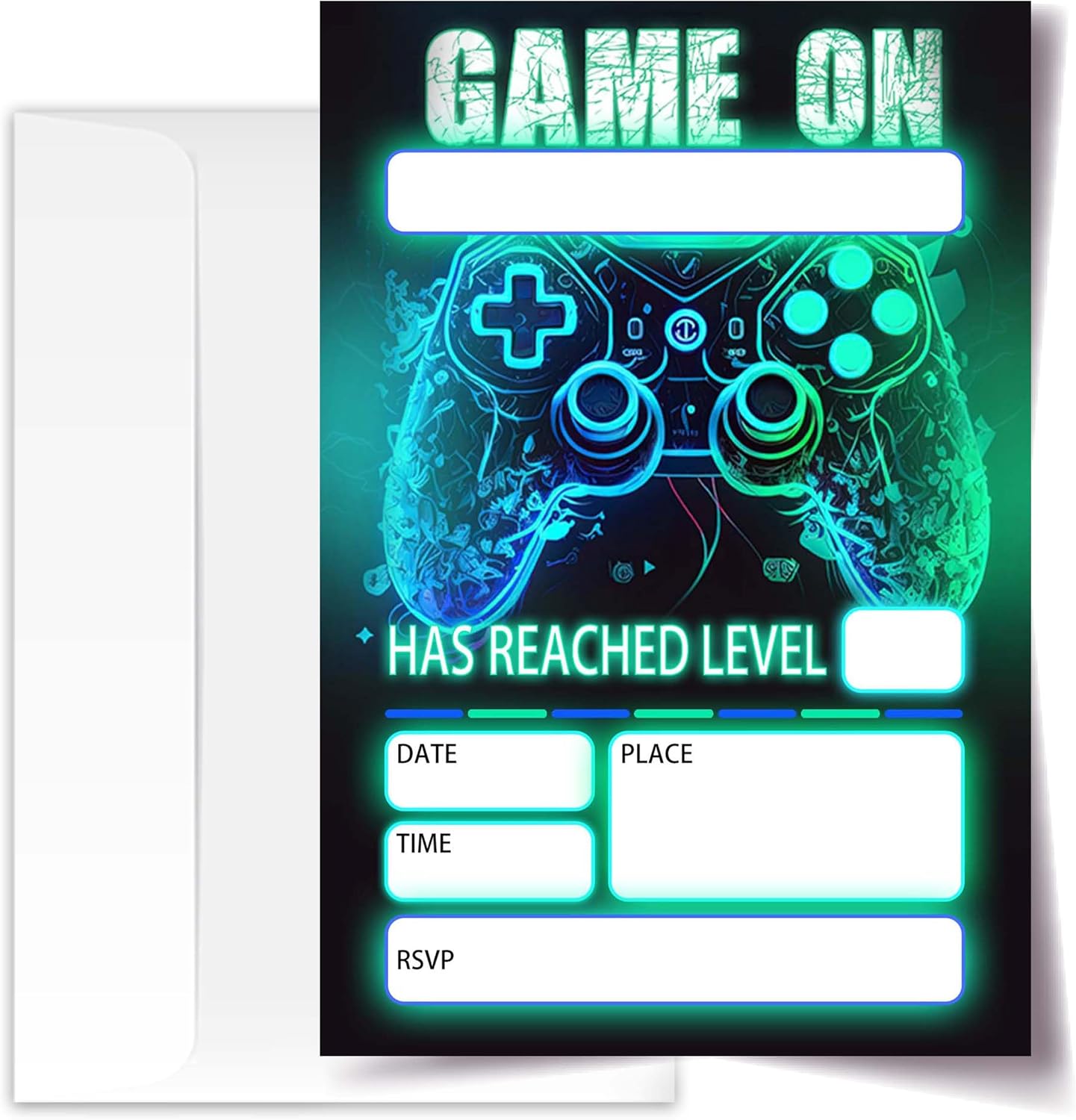 Gamer Birthday Invitations, Video Game Birthday Party, Gaming Party Decorations, Birthday Party Invitations For Boys Girls, Kids Birthday Invitations, 20 Cards with 20 Envelopes.(115)