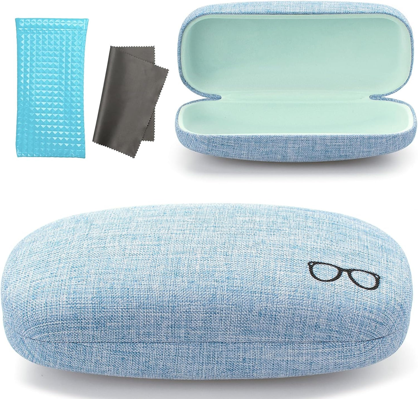 Vemiss Hard Shell Eyeglasses Cases, Linen Fabrics Protector Sunglasses Case, Large Glasses Case