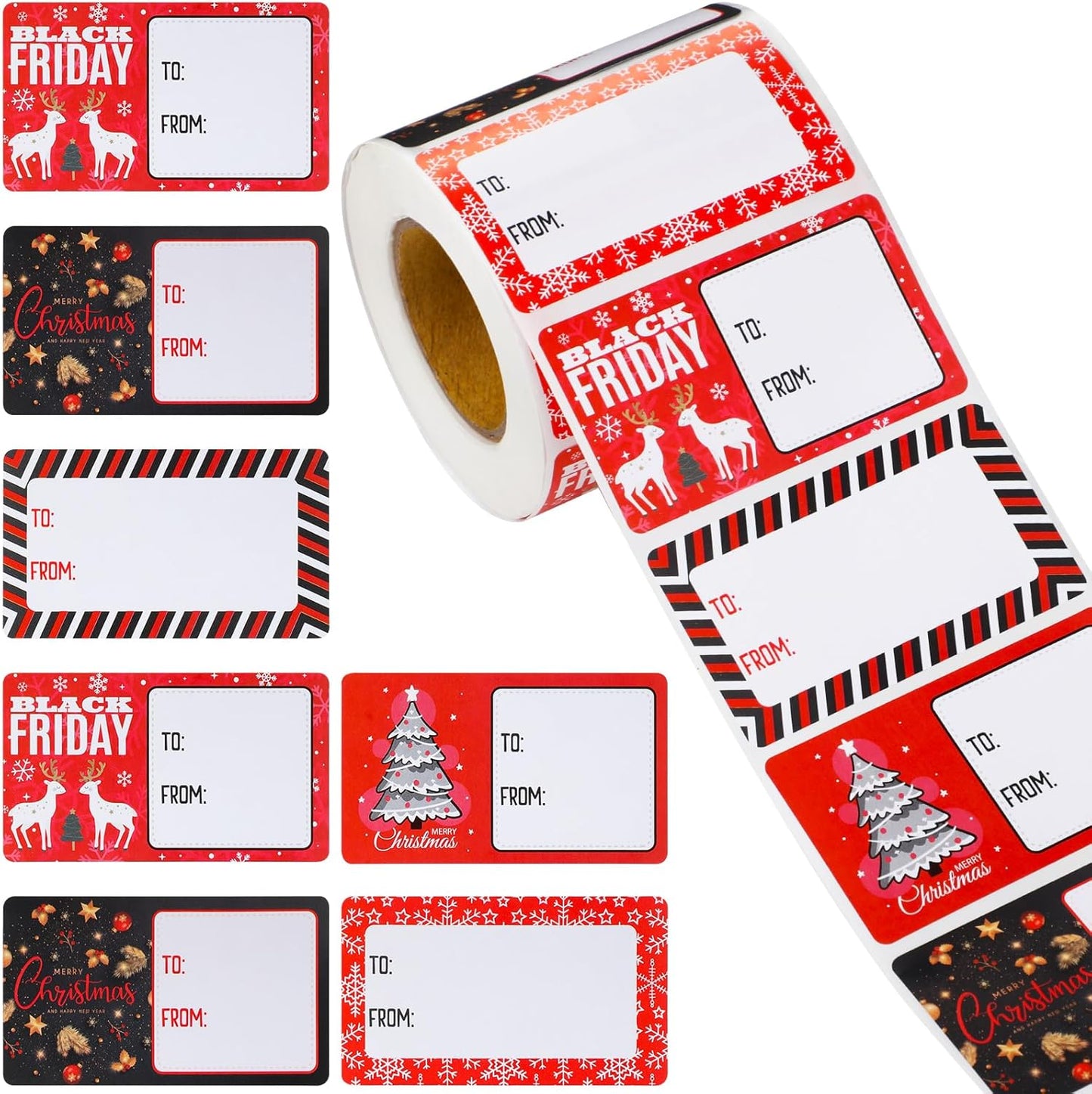 Outus 500 Pieces Christmas Tags Self Adhesive Gift Tags for Xmas Presents Christmas Name Labels Stickers for Wrapping Paper Festival Birthday Holiday Decor(Lovely Style,2.76 x 1.57 Inch)
