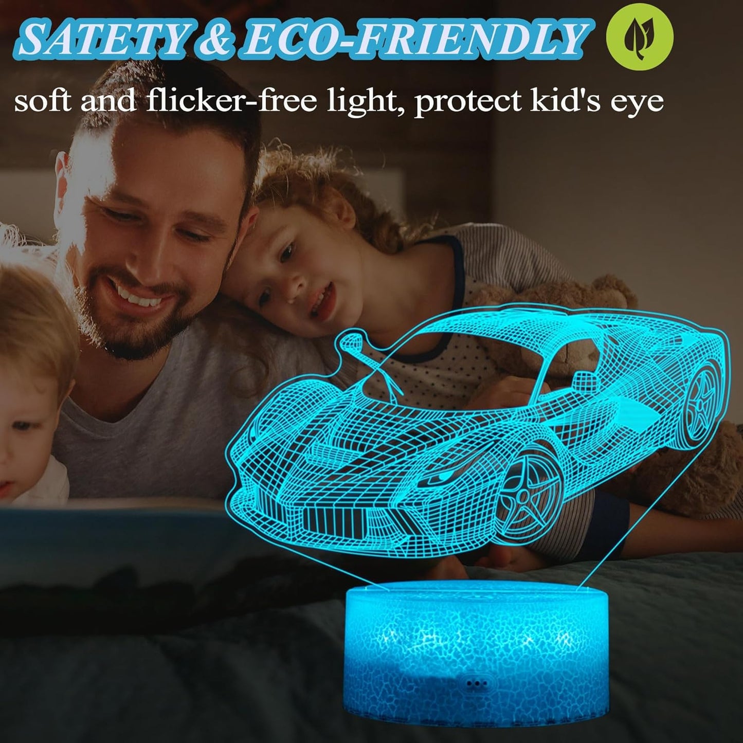 Car Gifts for Men, Racing Vehicle Night Light with Remote Control, 16 Colors Changing, Timer, RGB Flashing Mode and Dimmable, Cool Gifts for Boys Christmas Decor