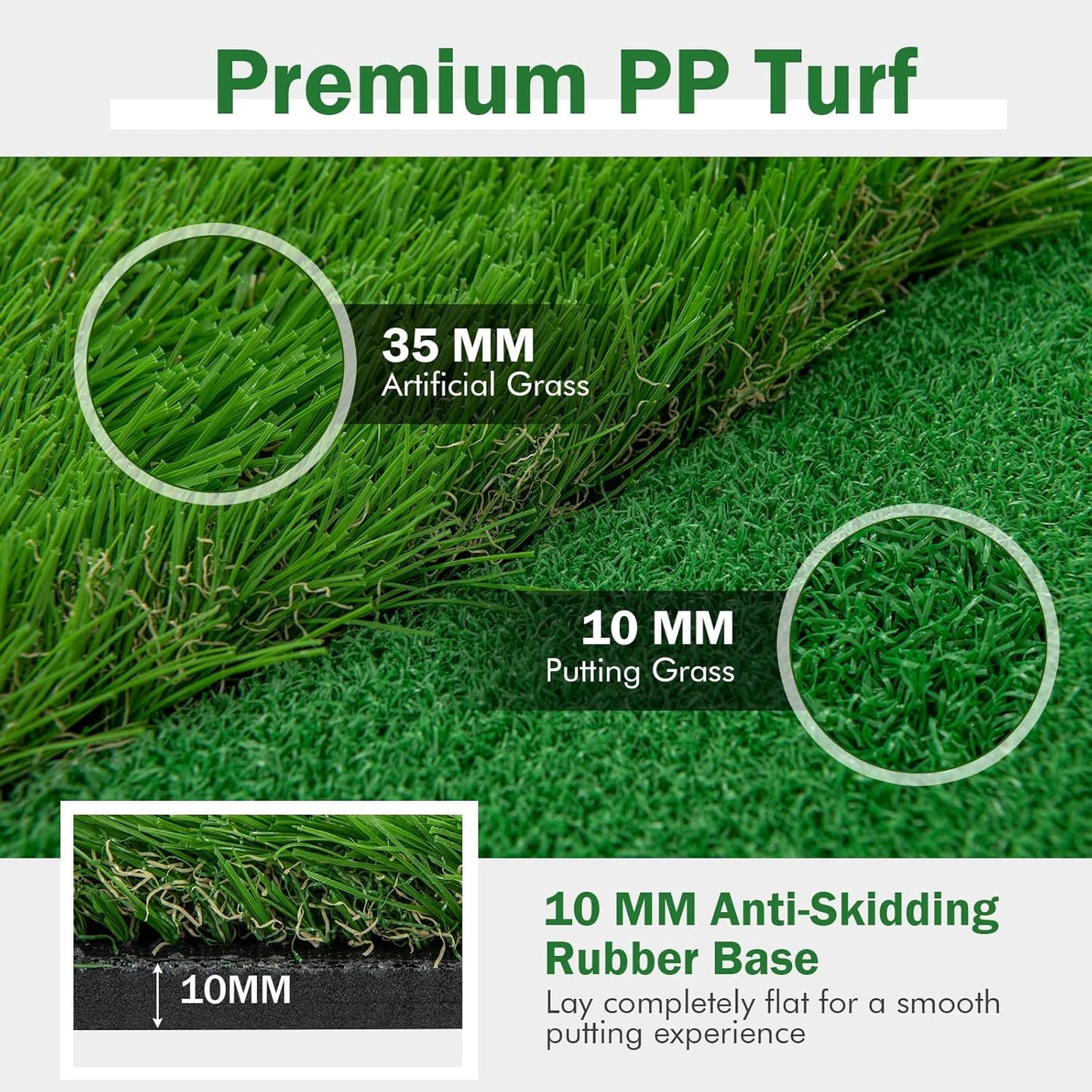 Tangkula 10 FT Golf Putting Green, Large Professional Golf Training Mat with Realistic Artificial Grass Turf, 3 Holes, 3 Flags and Cups for Indoor Outdoor Putting Practice
