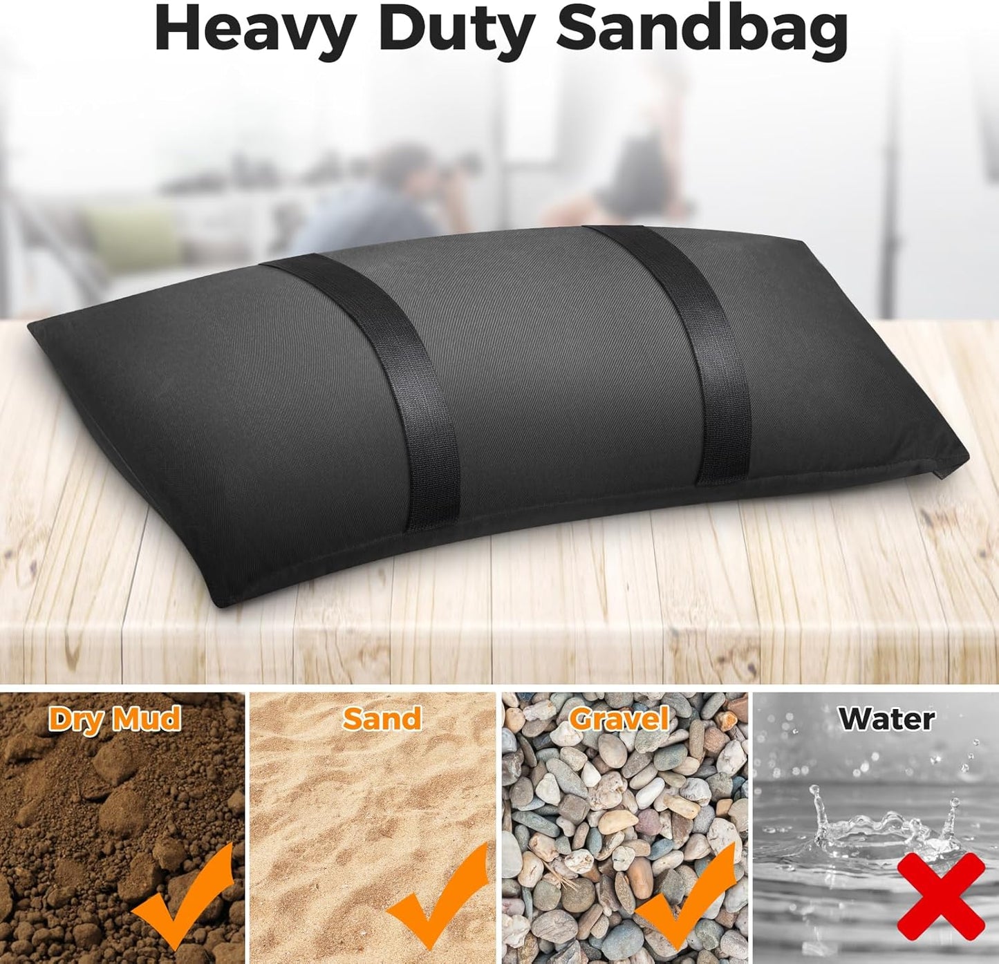 400 LBS Umbrella Base Weights Fillable Sand Bags, Sand Bags for Weight, 8 Packs Heavy Duty Weight Bags, Weatherproof Furniture Outdoor Patio Backyard Umbrellas Garden Trampoline Poolside Accessories