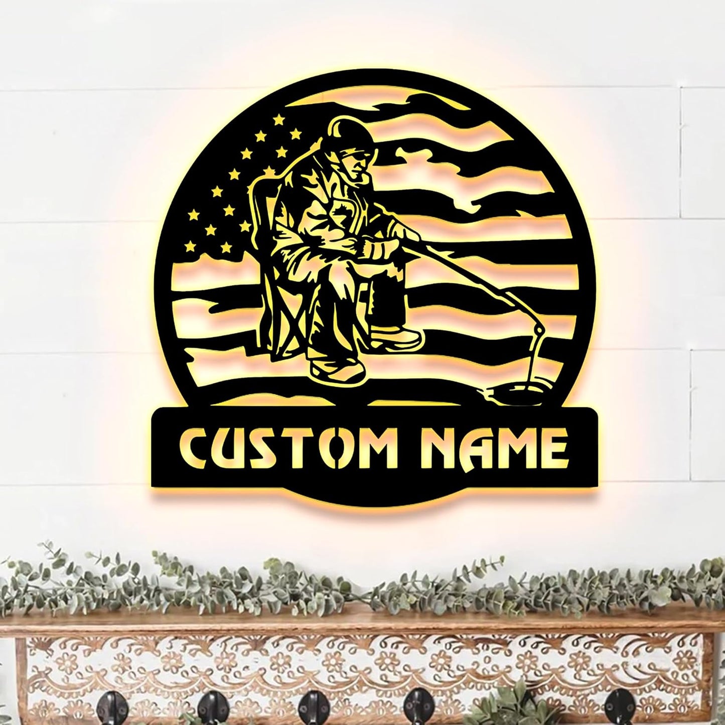 Custom Ice Fishing Metal Wall Art, Personalized Ice Fishing Name Sign Decoration For Room, Afcultures Metal Sign, Wall Hanging, Home Decor, Birthday Gift, Christmas Gift