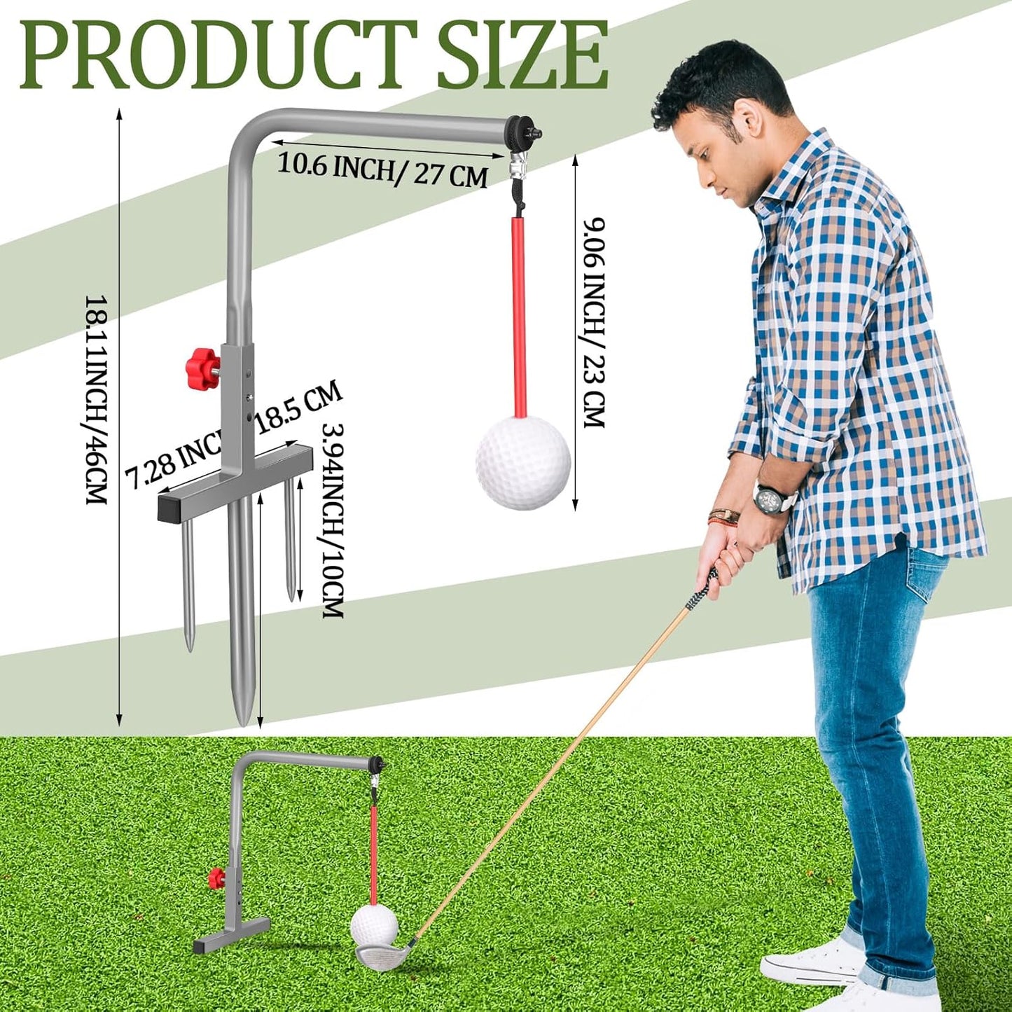 Poen 1 Set Golf Swing Trainer Training Iron Practice Swing Groover with 3 Height Indoor Golf Practice Simulator Accessories Aid Equipment