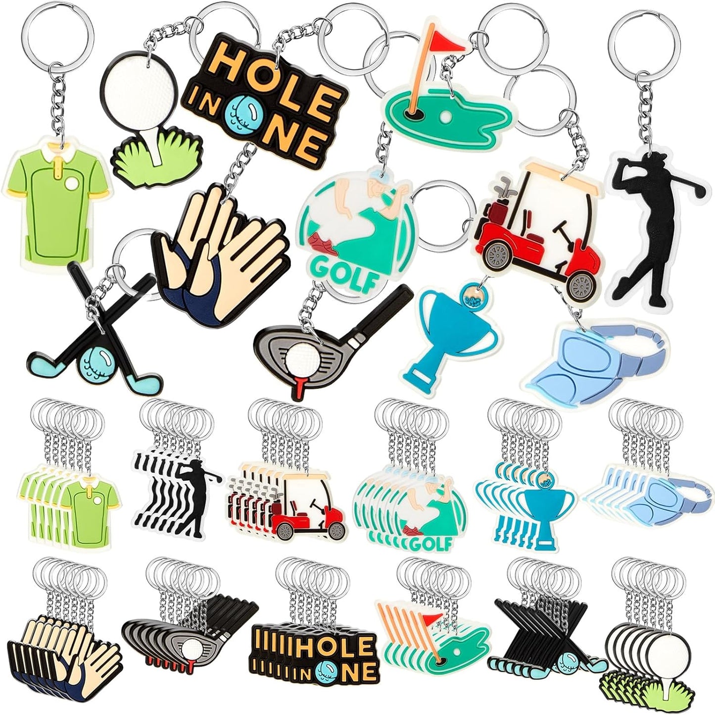 Batiyeer 36 Pack Golf Ball Keychains Bulk Party Favors Sports Ball Key Chains Funny Keyring Gifts for Birthday Supplies
