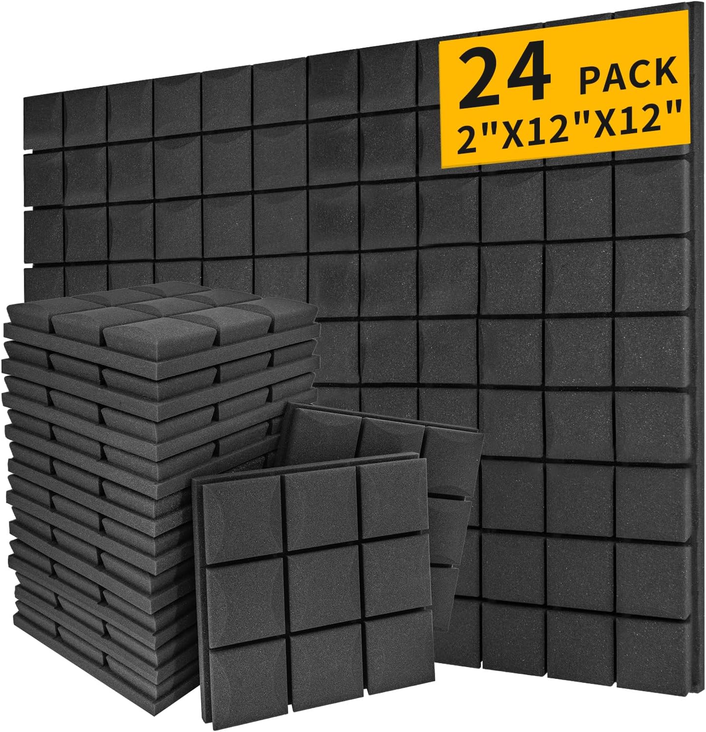 Sound Proof Foam Panels for Walls, High-Density Sound Proof Panels for Walls, Acoustic Panels Sound Absorbing for Noise Absorbing Canceling (24 Pack Mushroom, 2x12x12 Inches)