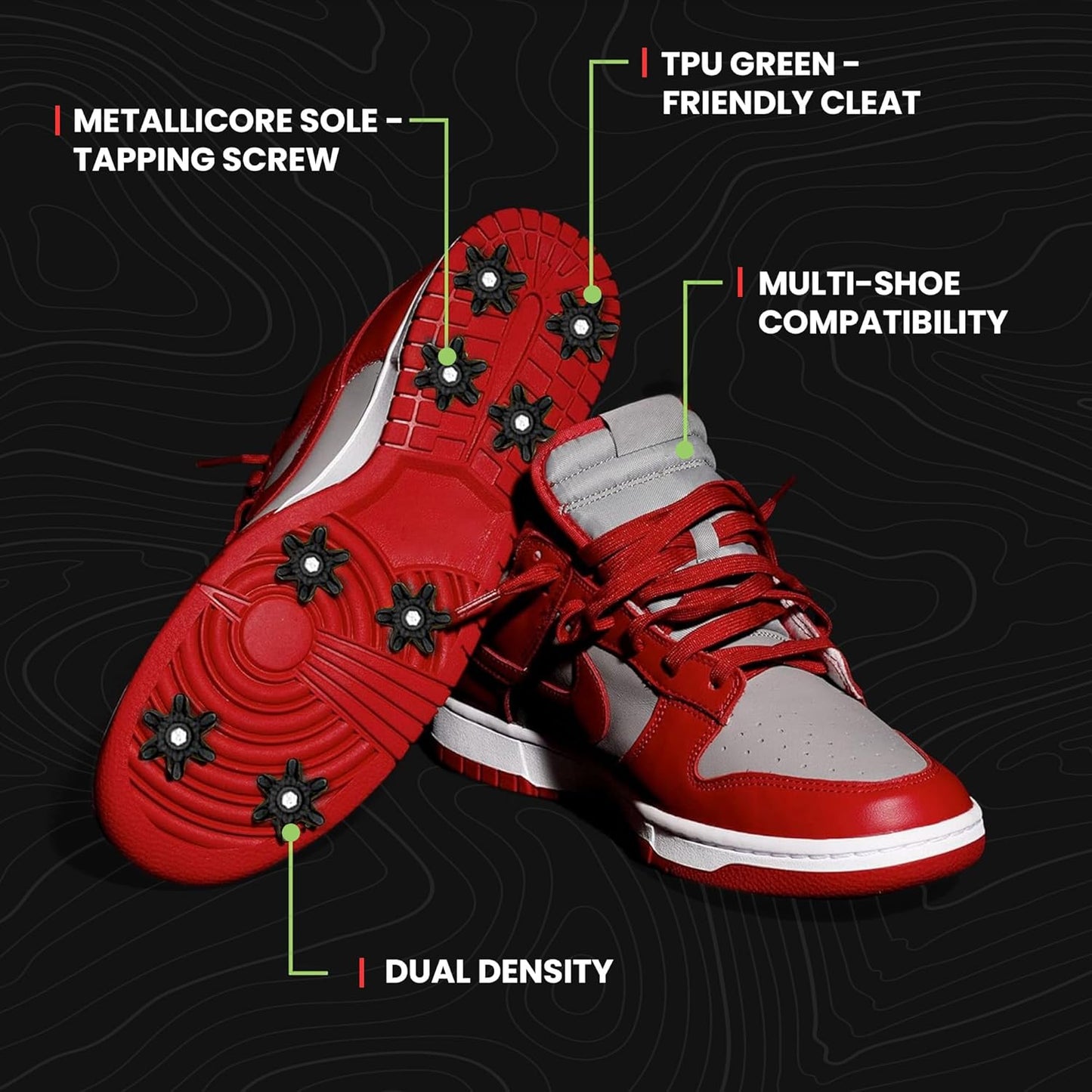 Golfkicks DIY Golf Cleats Kit Transform Sneakers into Golf Shoes Fun Gift Compatible with Flat Rubber Sole Shoes Includes 20 Golf Spikes and Mounting Tools