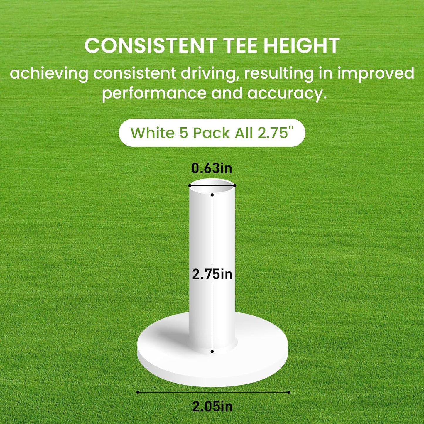 FINGER TEN Golf Rubber Tees Driving Range Value 5 Pack, Mixed Size or 5 Same Size for Practice Mat