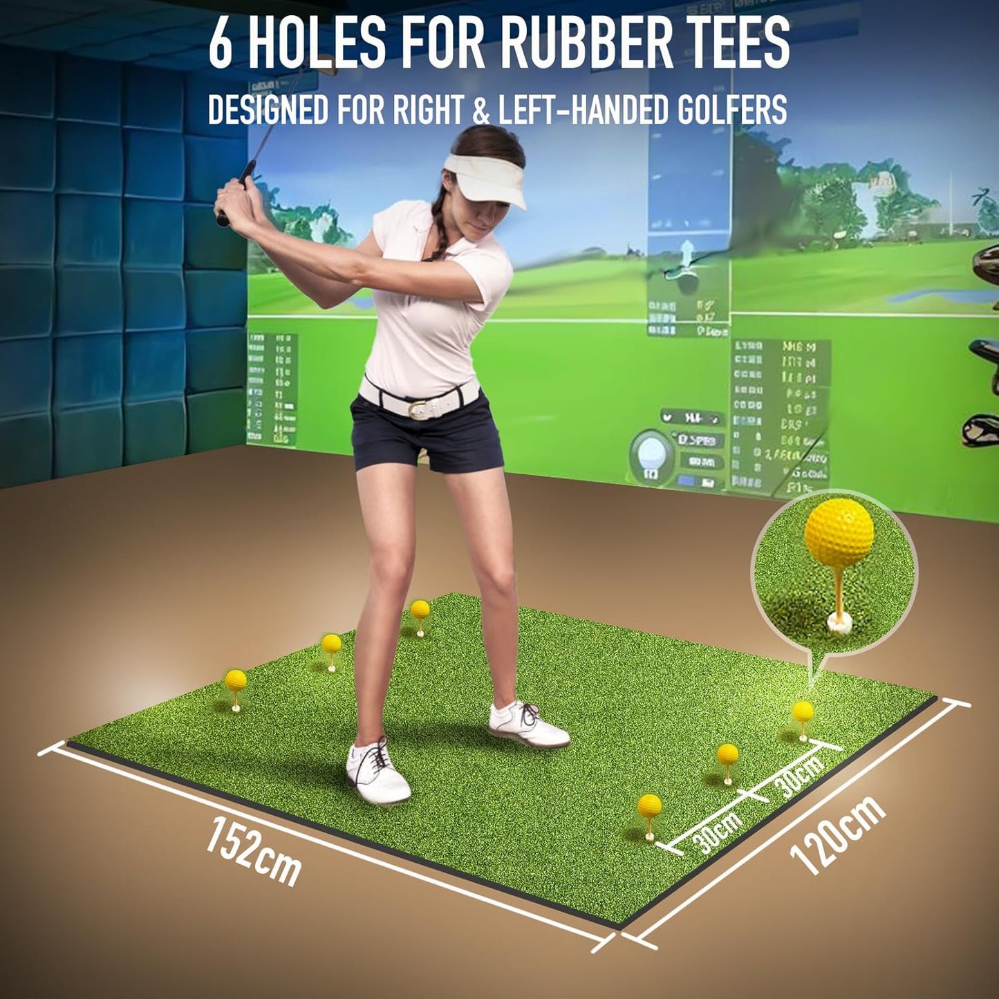 Golf Mat, 31MM 5x4ft Dense Elite Golf Hitting Mats Practice with 9 Balls, 9 Tees, PE Grass Heavy Duty Artificial Hitting Training Matt for Backyard Driving Chipping Indoor Outdoor Simulators