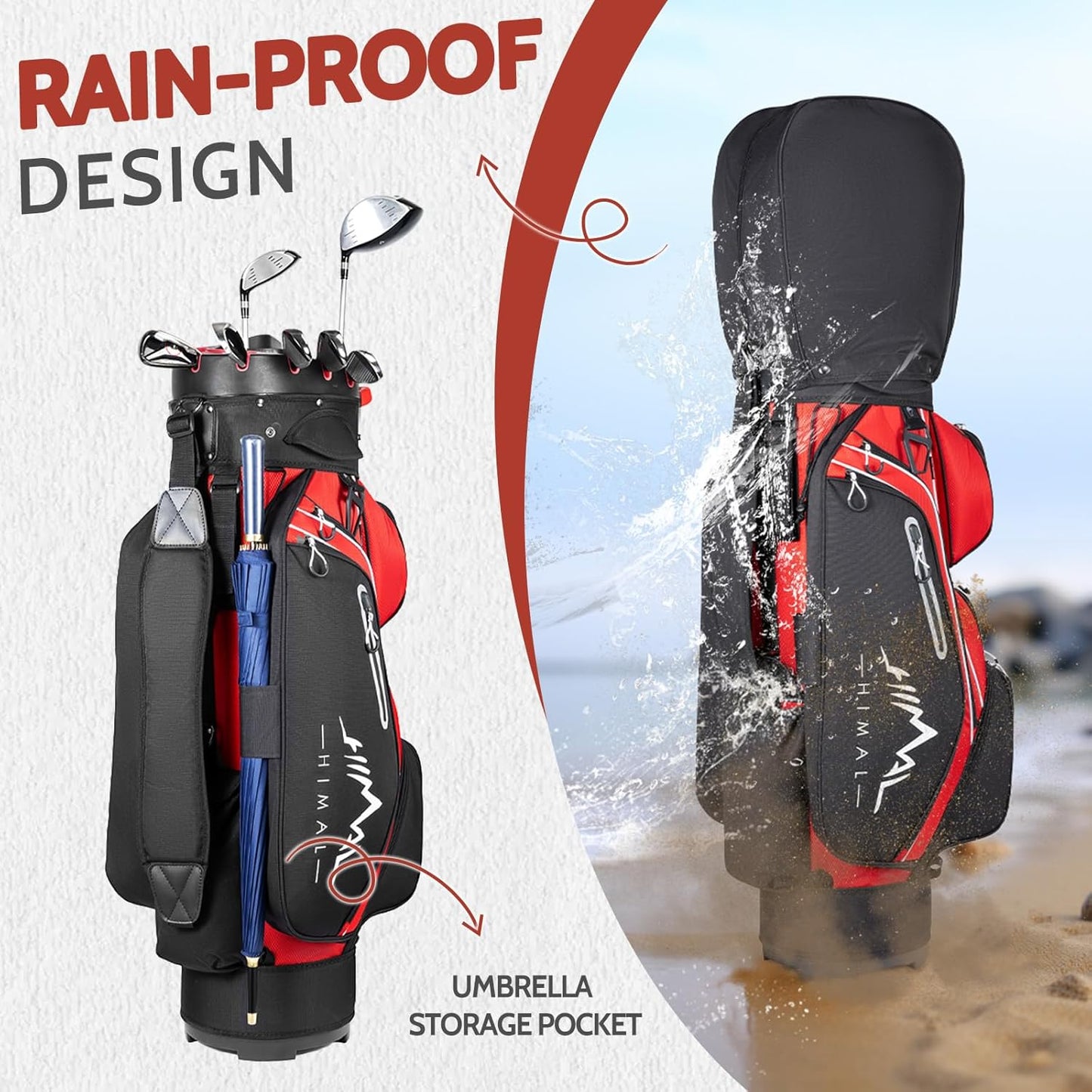 14-Way Golf Cart Bag Pro with Full Length Divider Top, Golf Bag for Men with Handles and Rain Cover