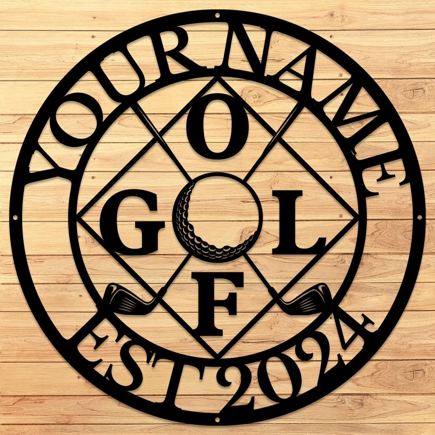 Golf Art Metal Signs,Custom Golf Metal Name Signs,Personalized Golf Signs,Black Golf Metal Wall Art Signs,Golfball Home Outdoor Metal Signs (Style K)