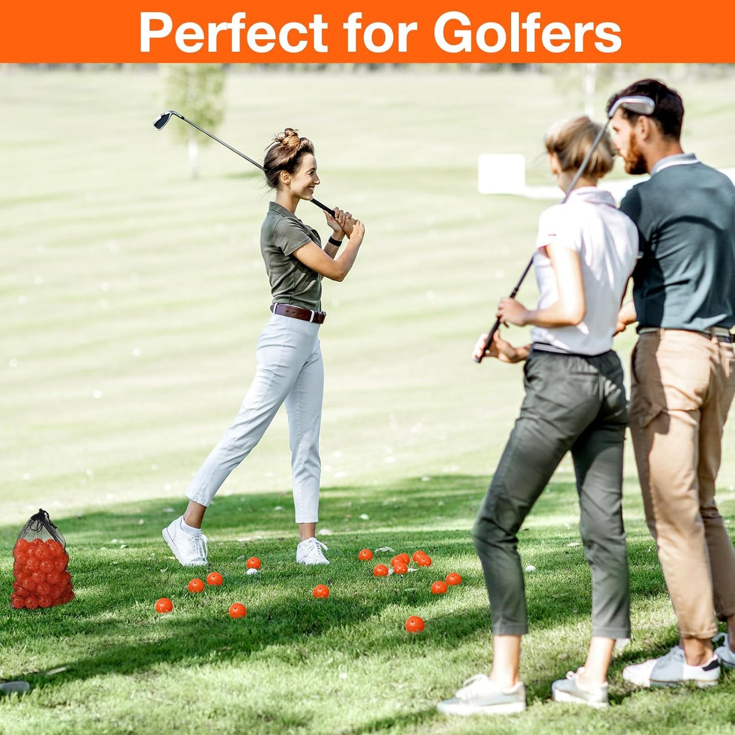 80 Pack Practice Golf Balls Limited Flight 42 mm Golf Training Airflow Hollow Plastic Ball for Women Men Indoor Outdoor Driving Range Swing Practice Home